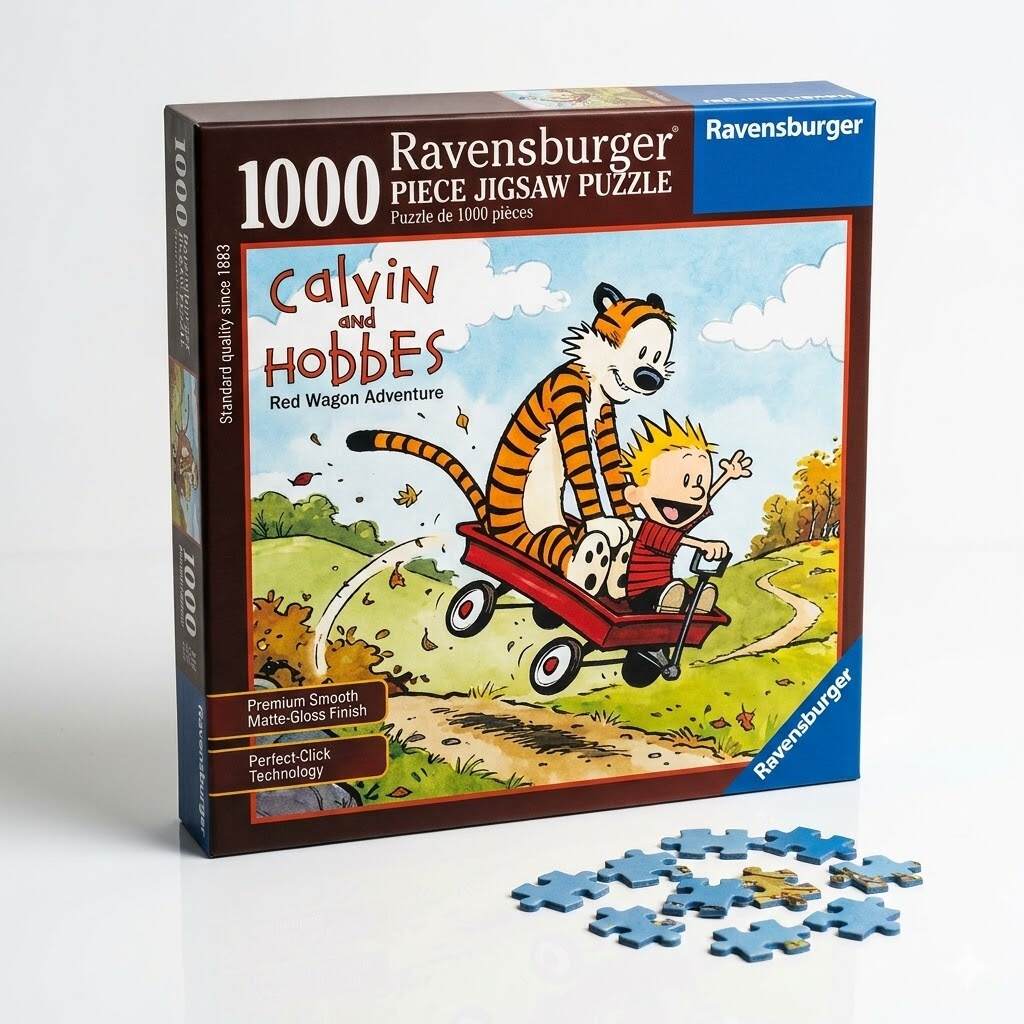 Calvin and Hobbes Red Wagon Adventure 1000-Piece Ravensburger Jigsaw Puzzle