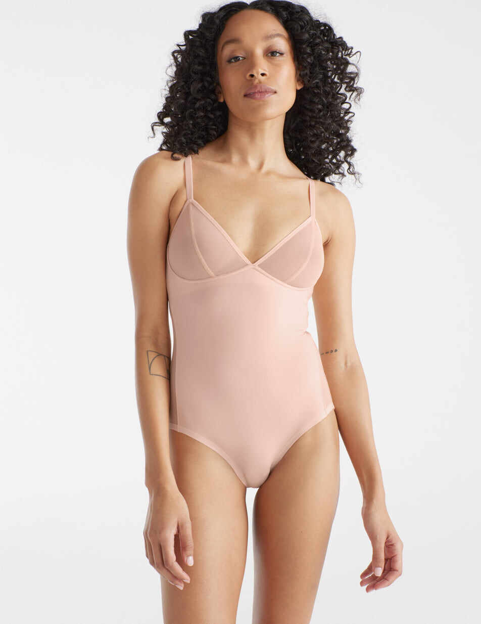Mesh Deep V Bodysuit (Sheer Cups)