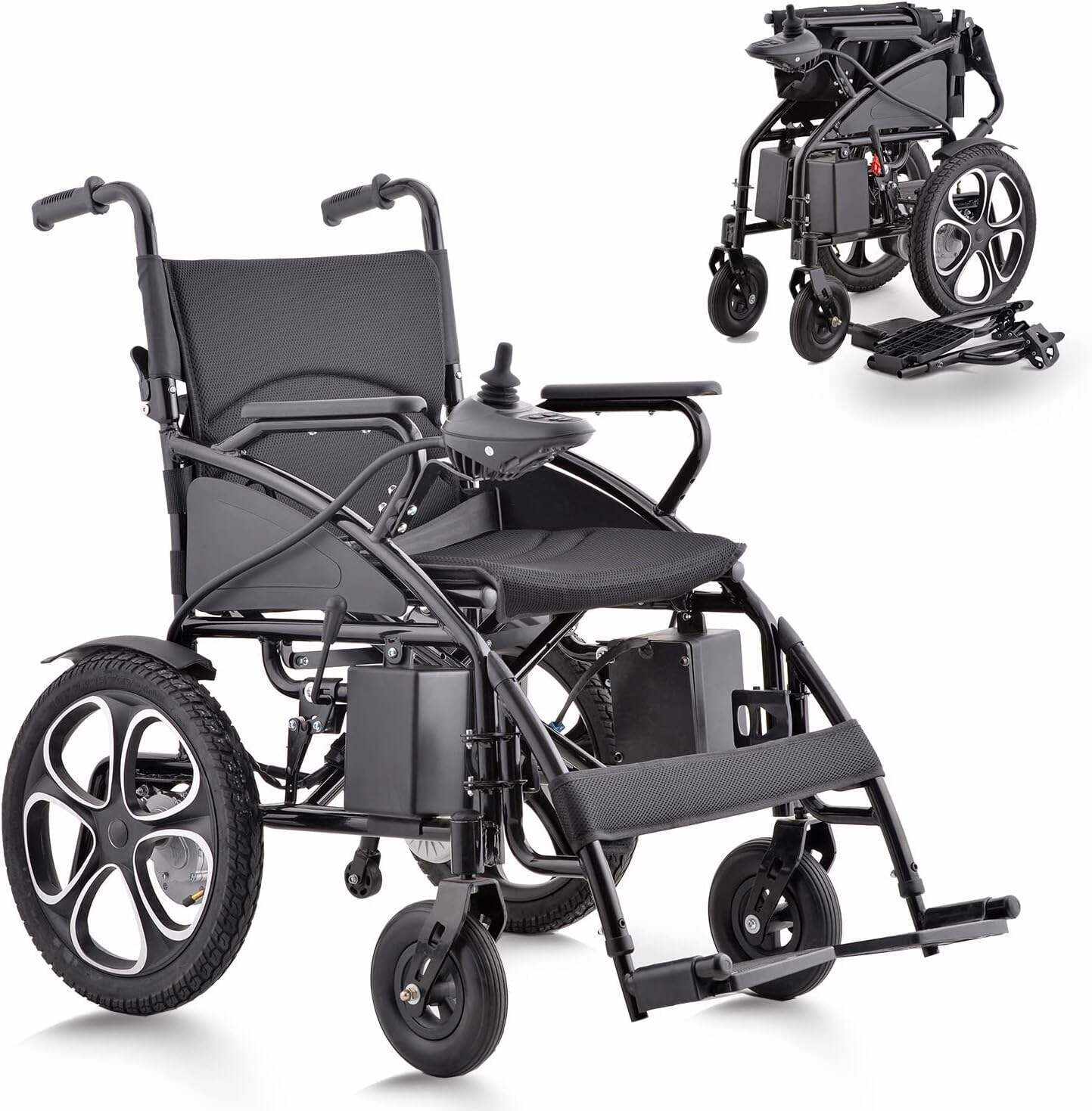 Rubicon DX01 All Terrain Foldable Electric Wheelchairs for Adults - Powerful Dual Motor Motorized Power Wheelchairs - Silla de Ruedas Electrica para Adultos. Supports up to 300 lbs - Weight 70 lbs