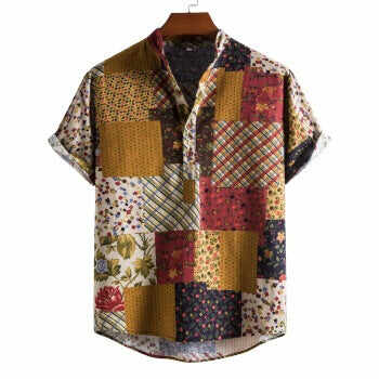 Men's Summer Loose V-neck Short-sleeved Shirt