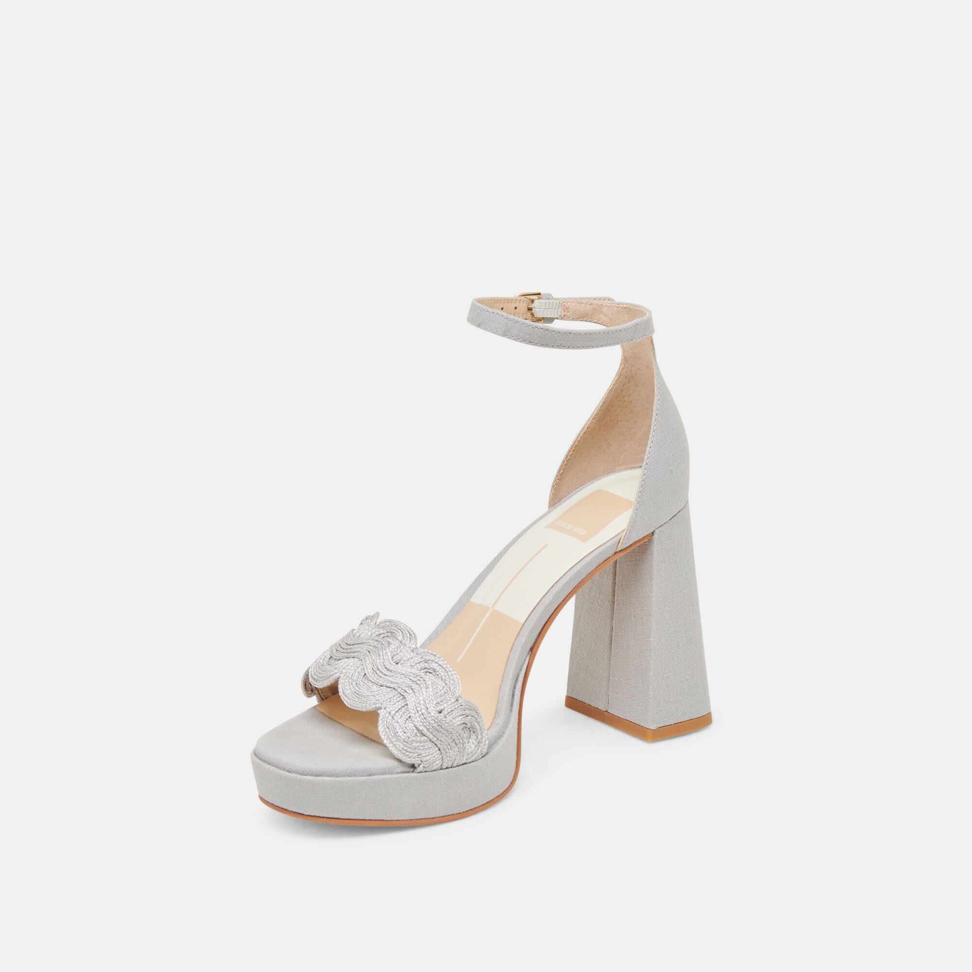 PELTIN HEELS GREY WOVEN RAFFIA