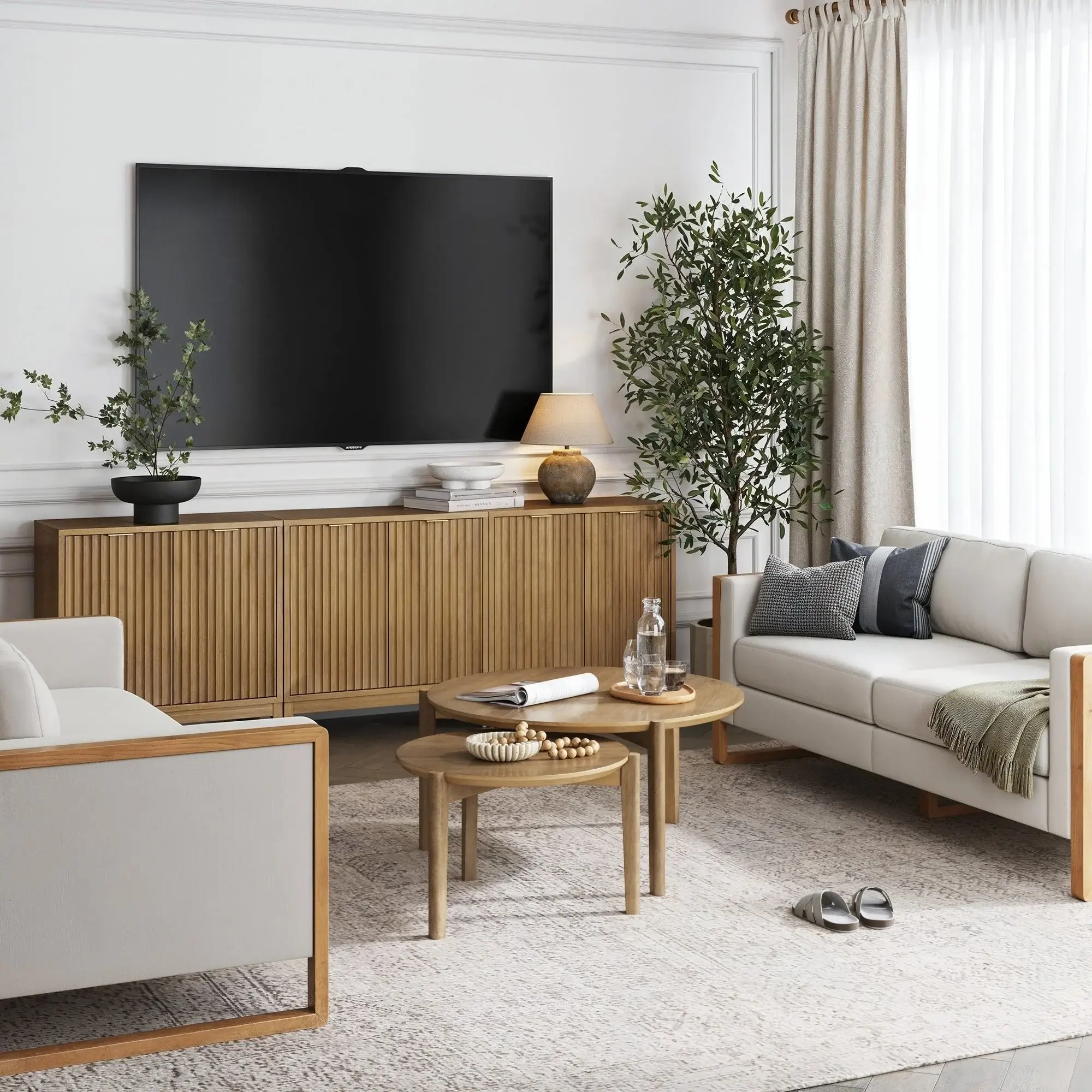 Jasper Modern Sideboard, Kitchen Storage Cabinet with Fluted Doors
