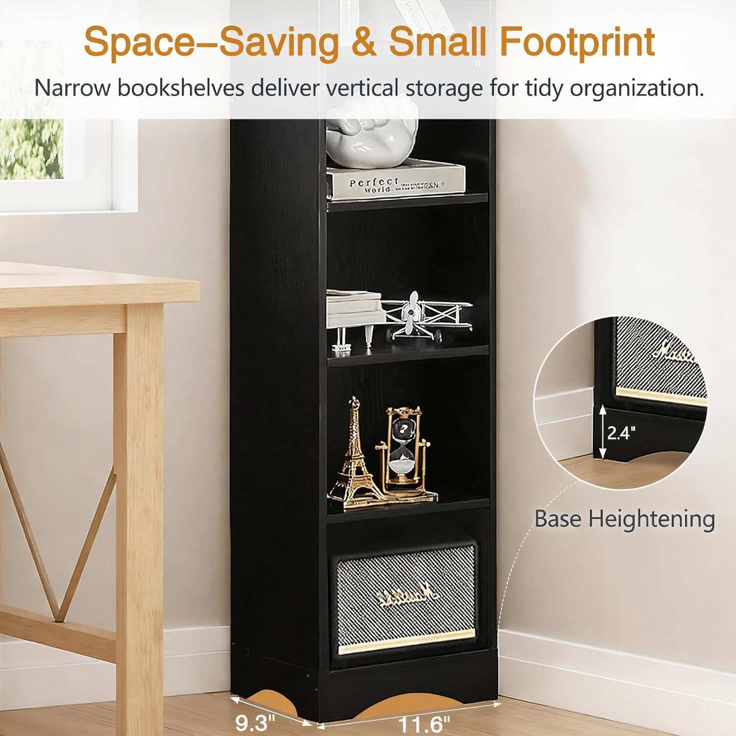 VECELO 8-Tier Tall Narrow Bookshelf