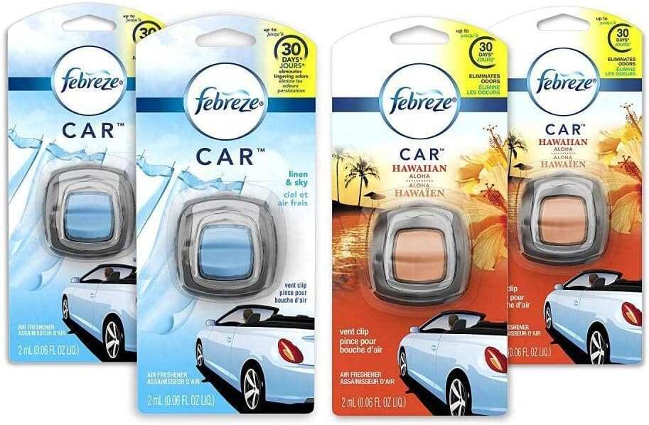 Febreze Car Air Fresheners, New Car Scent, Odor Eliminator for Strong Odors Car Vent Clips (2 Count)