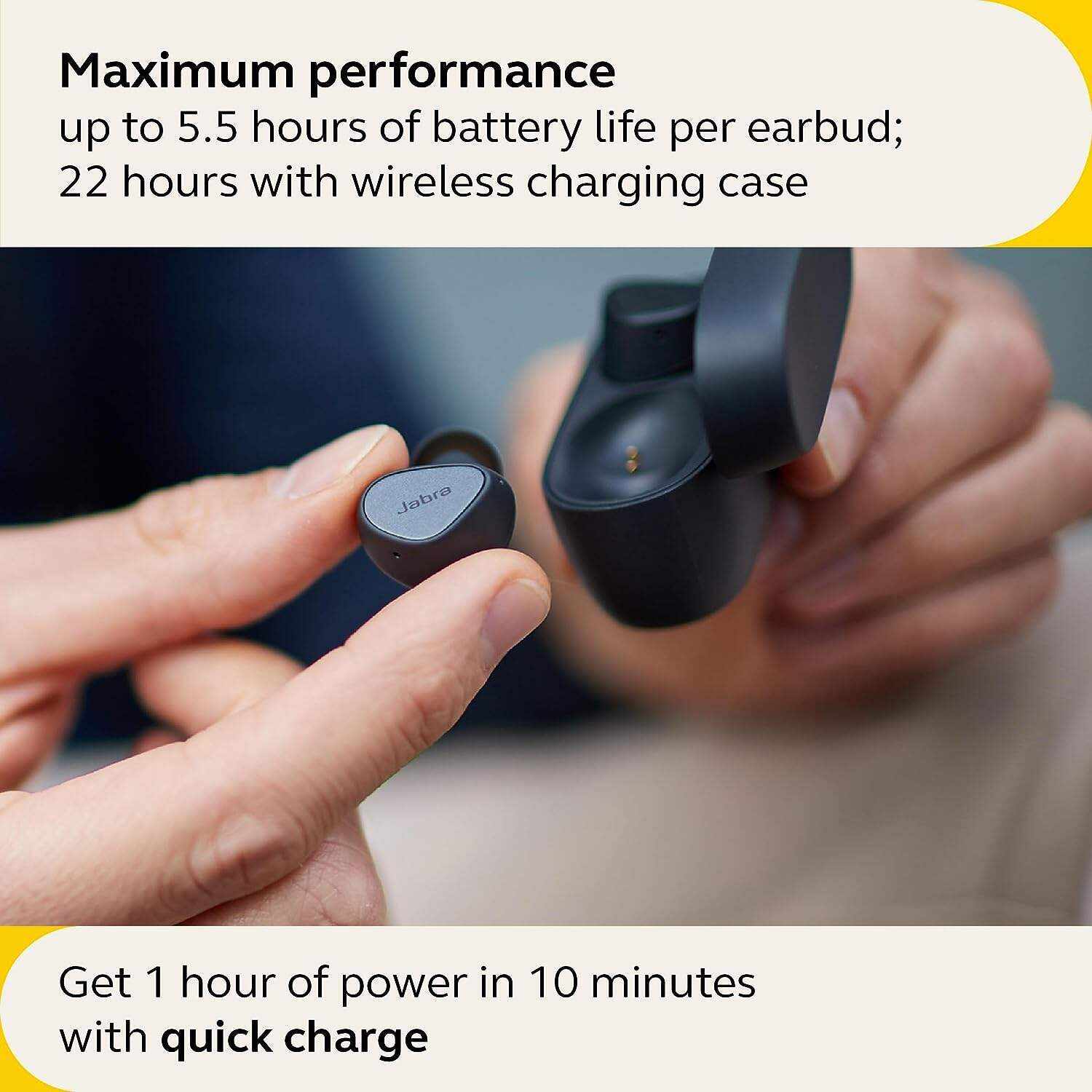 Jabra Elite 10 True Wireless Earbuds – Advanced Active Noise Cancelling Earbuds with Next-Level Dolby Atmos Surround Sound –All-Day Comfort, Multipoint Bluetooth, Wireless Charging – Cream