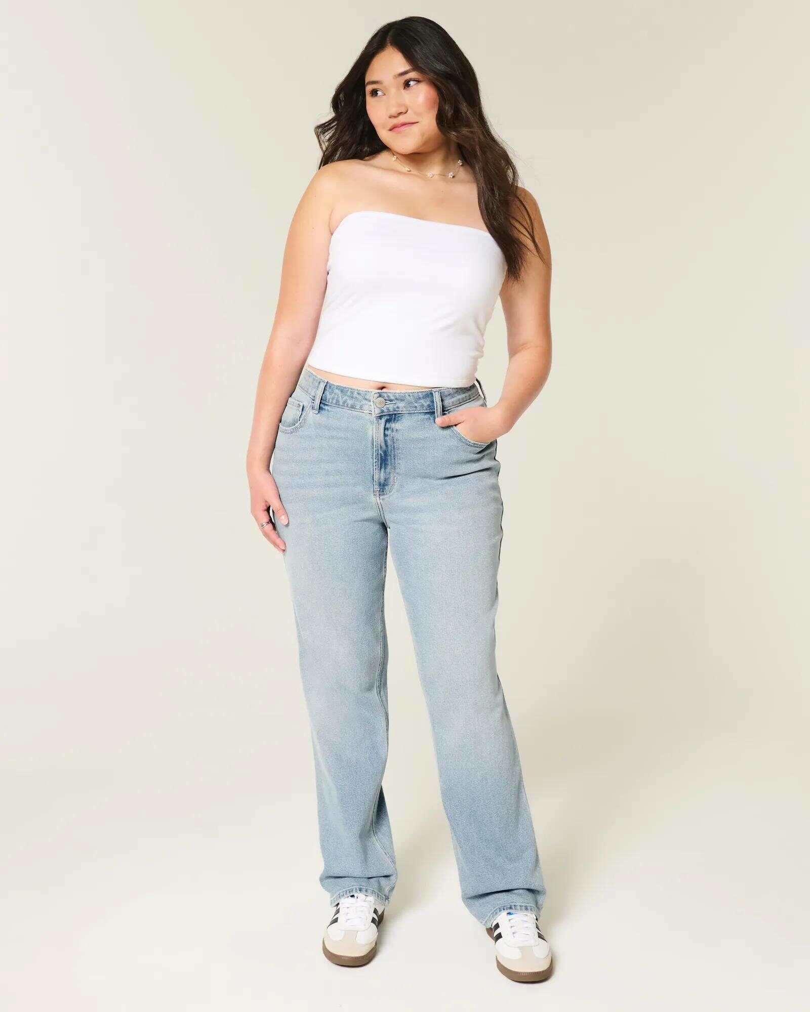 High-Rise Washed Black Straight Jeans