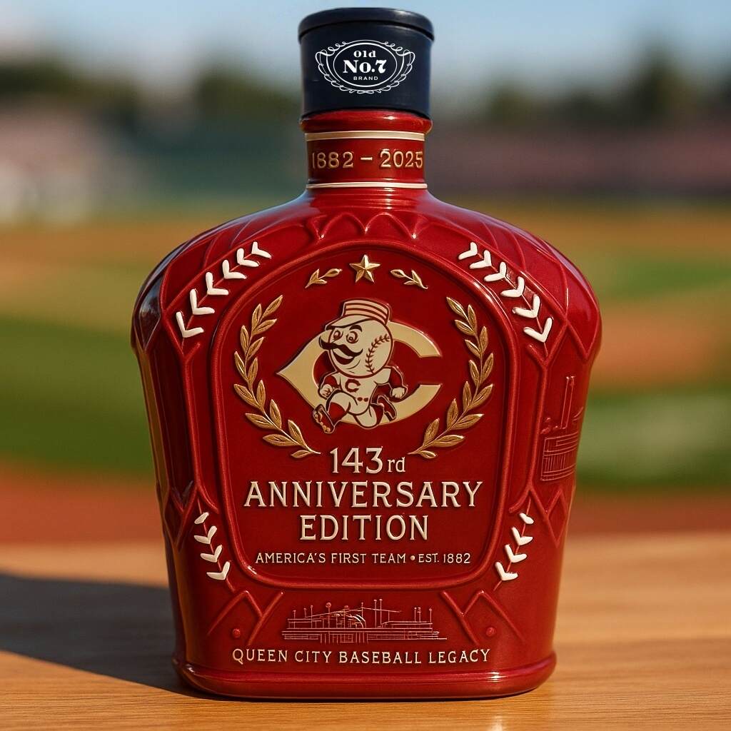 CIN Reds 143rd Anniversary Whiskey Bottle