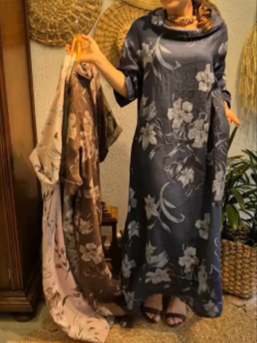 🔥Summer Arrivals🌟Loose And Comfortable Floral Print Linen And Cotton Dress