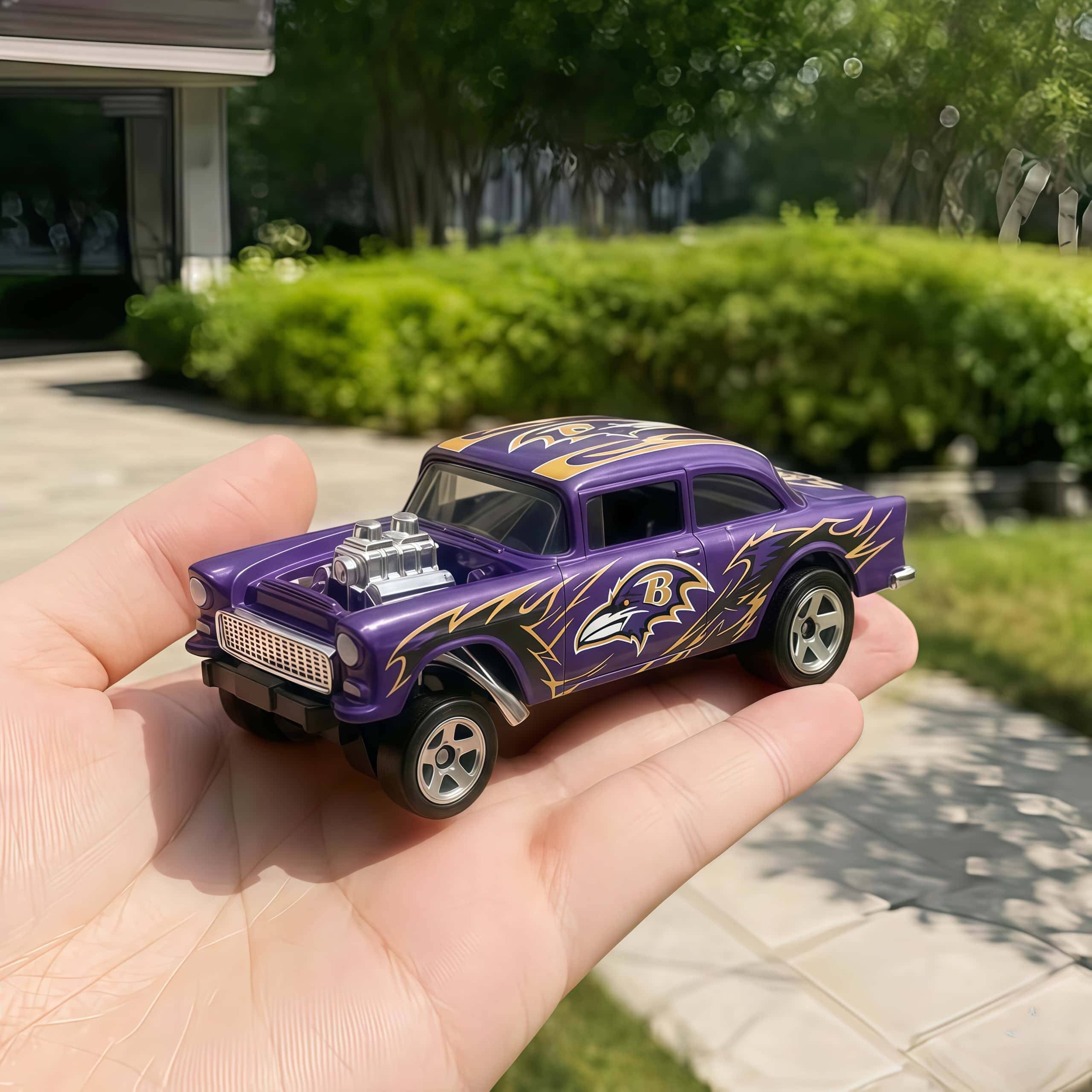 Hot Wheels Baltimore Ravens 30th Anniversary '55 Chevy Bel Air Gasser