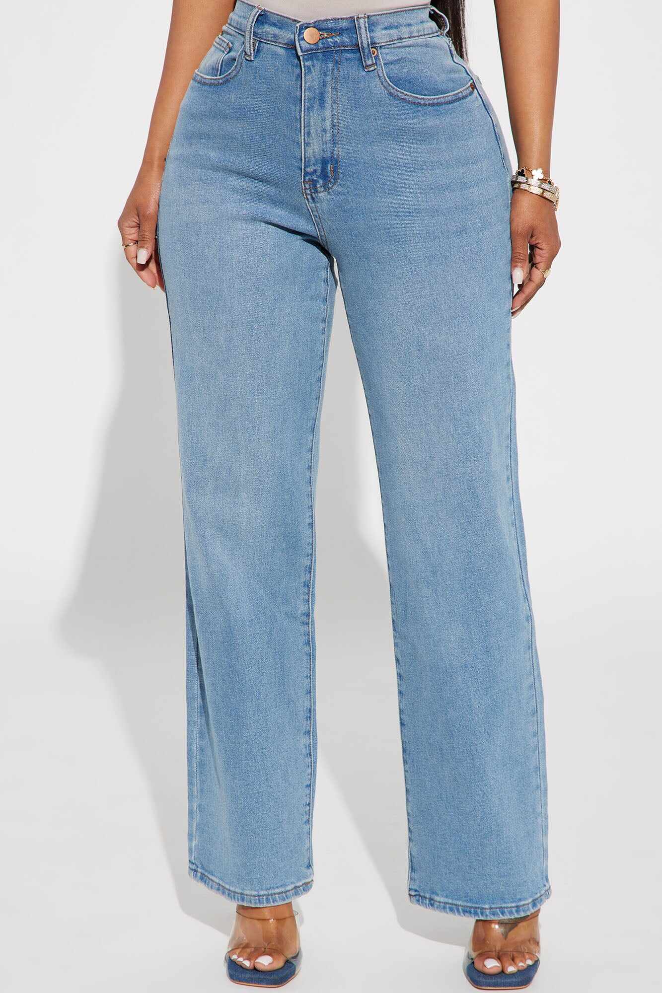 Classic 90s Low Stretch Straight Leg Jeans - Vintage Blue Wash