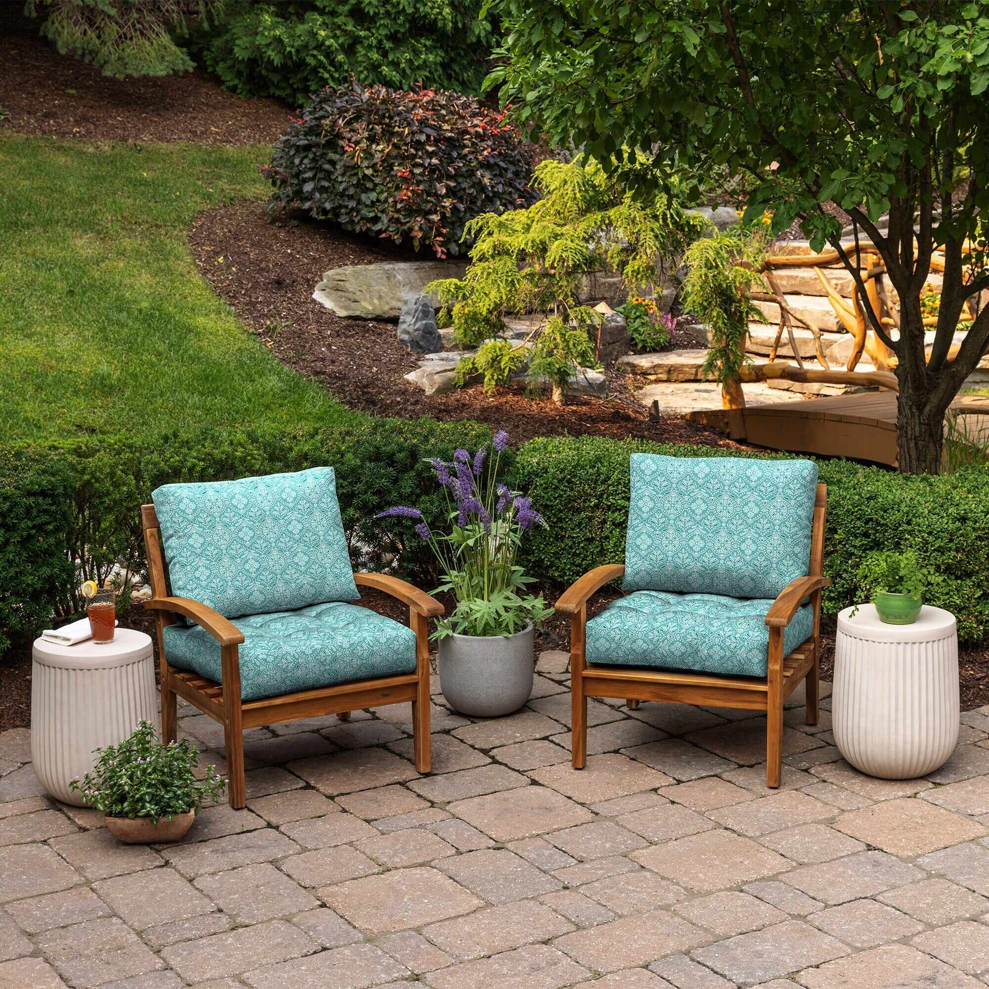 ARDEN Outdoor Plush Modern Tufted Blowfill Deep Seat Set, 24 x 24