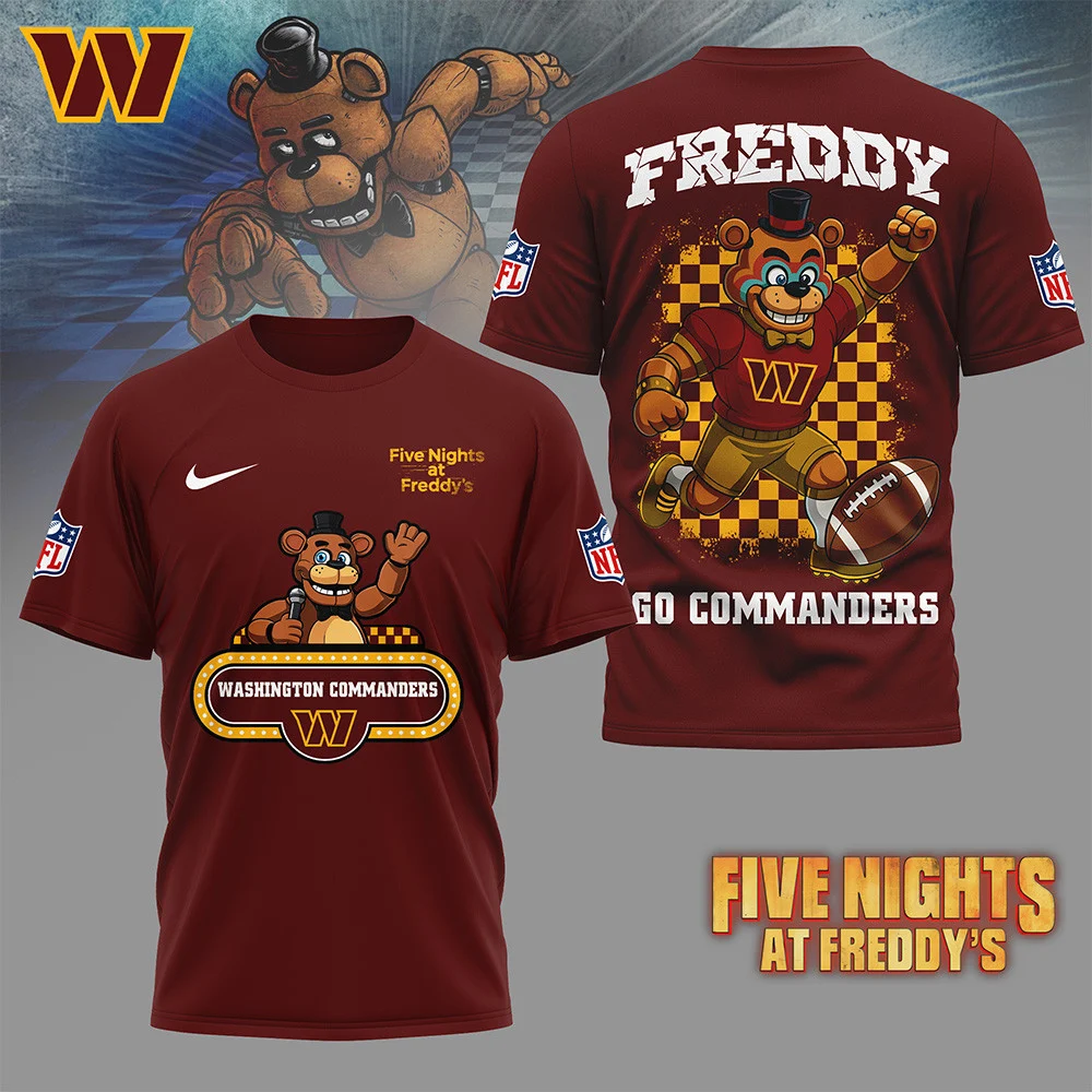 Washington Commanders | Premium NFL Five Nights at Freddy's 3D Shirt HI