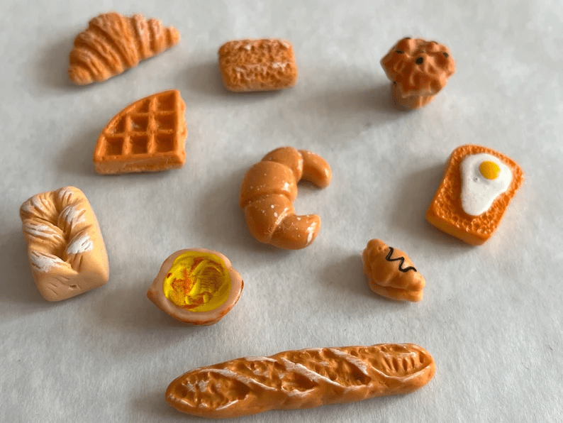 Sets Of 10 Miniature, Realistic Bread Magnets