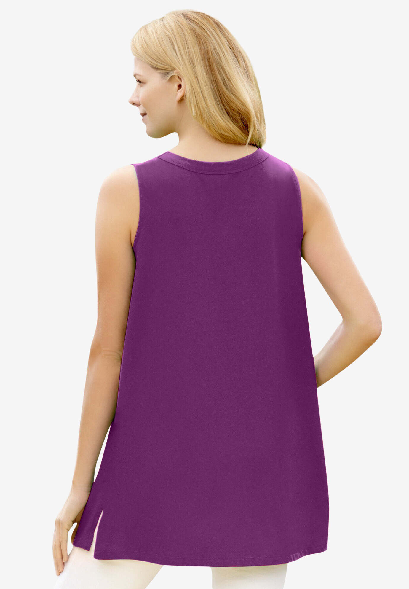 Perfect Sleeveless Shirred V-Neck Tunic