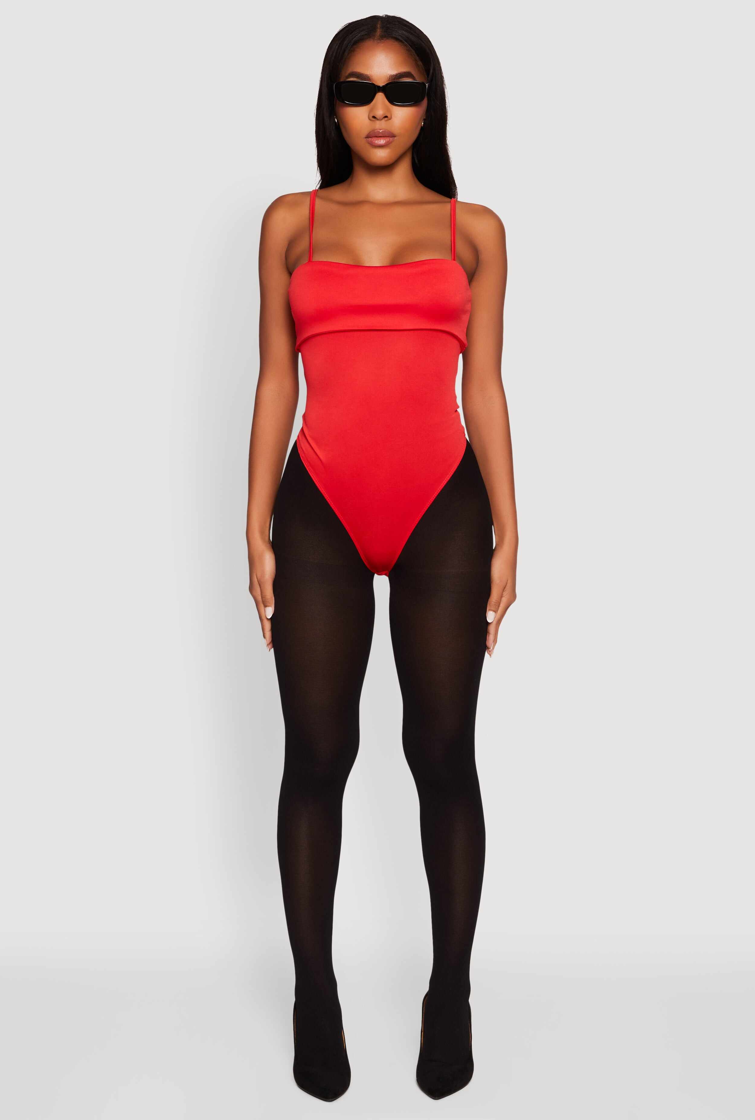 Fold Over Spaghetti Strap Bodysuit