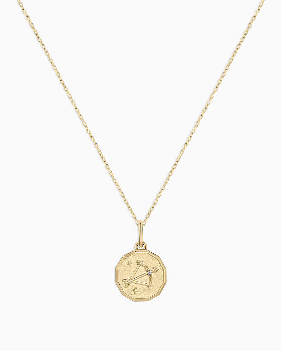 Diamond Zodiac Coin Charm Necklace