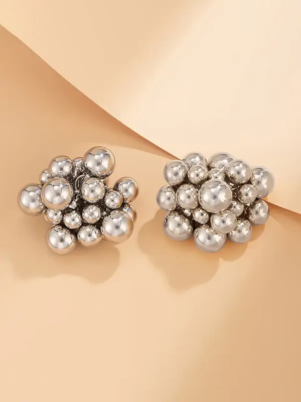Gold Bead Cluster Statement Earrings