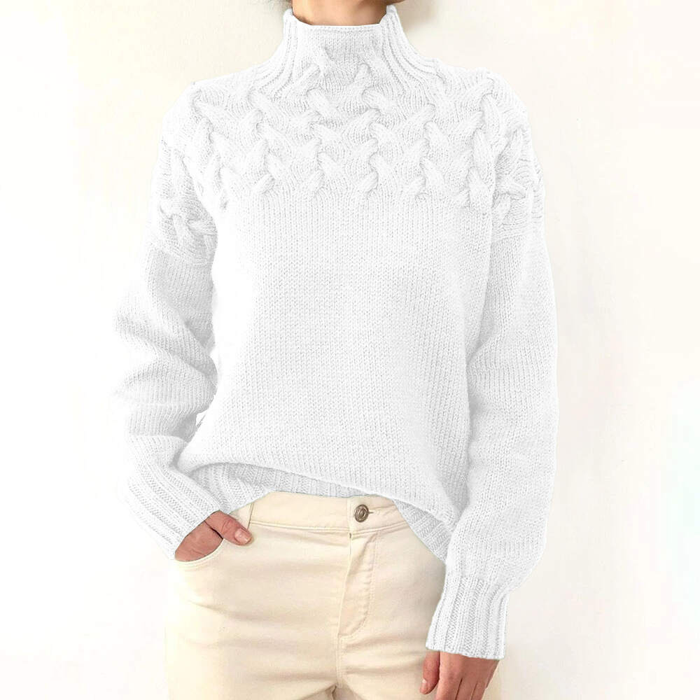 Women's Jumper Turtleneck Cable Knit Braided Fall Winter Pullover Sweater