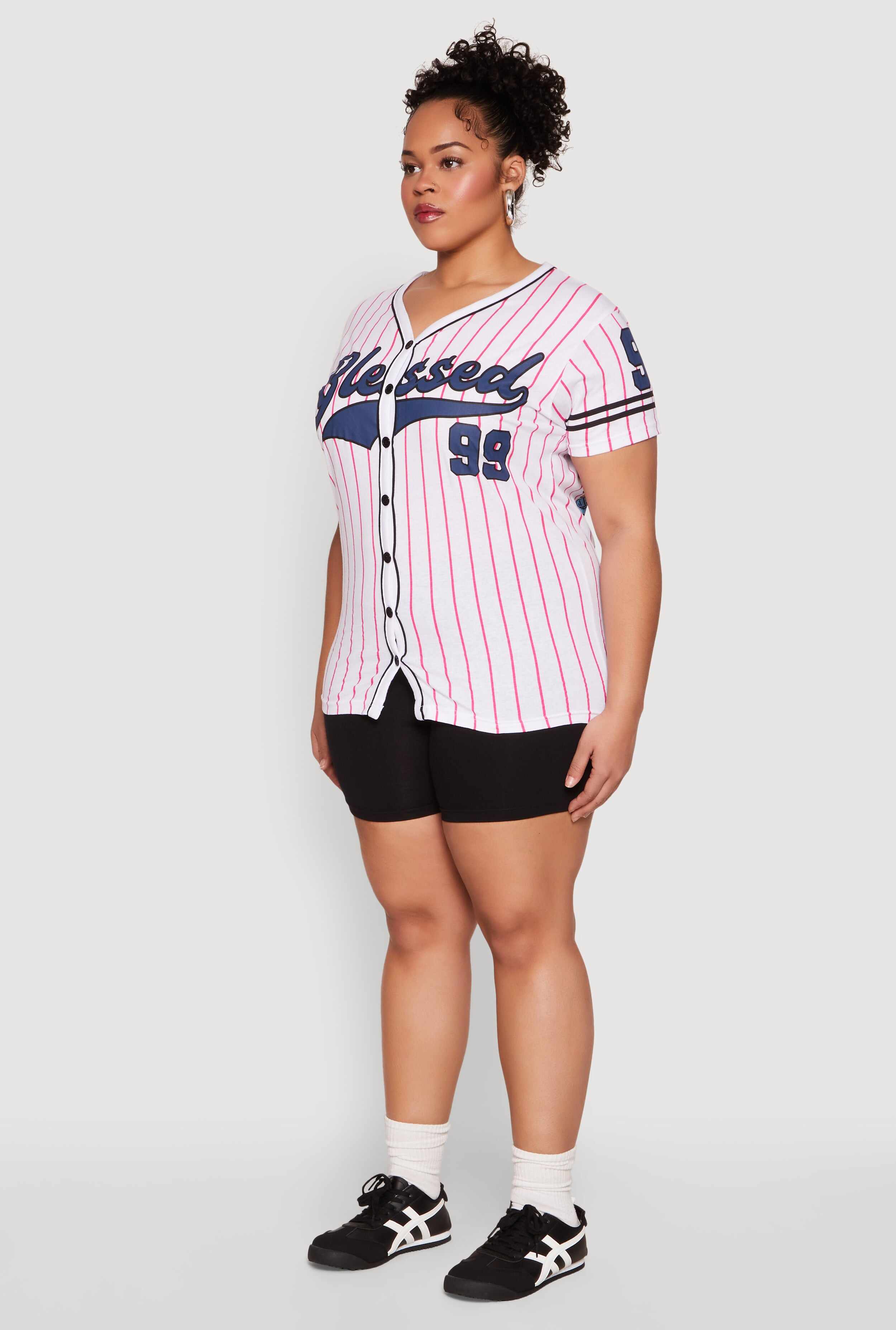 Plus Size Blessed 99 Graphic Baseball Shirt