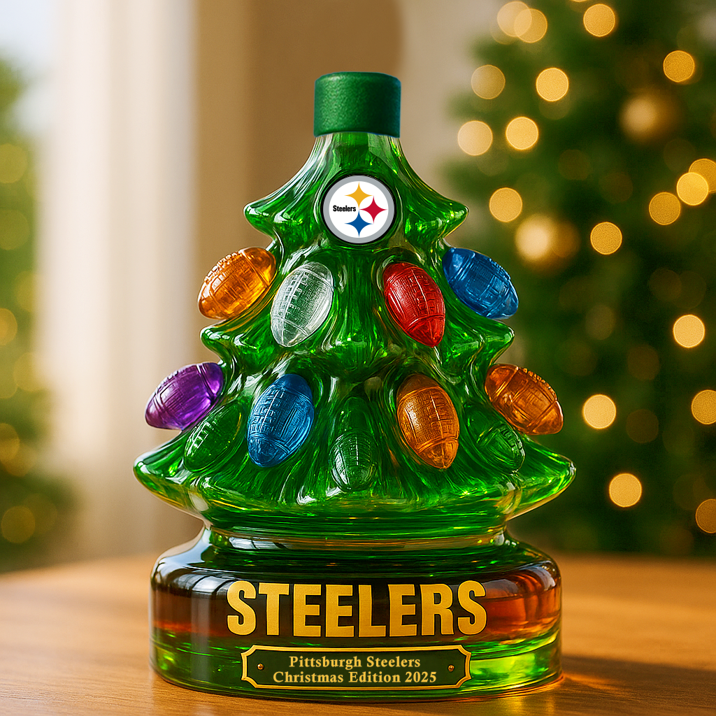 Pittsburgh Steelers Christmas Tree Whiskey Bottle