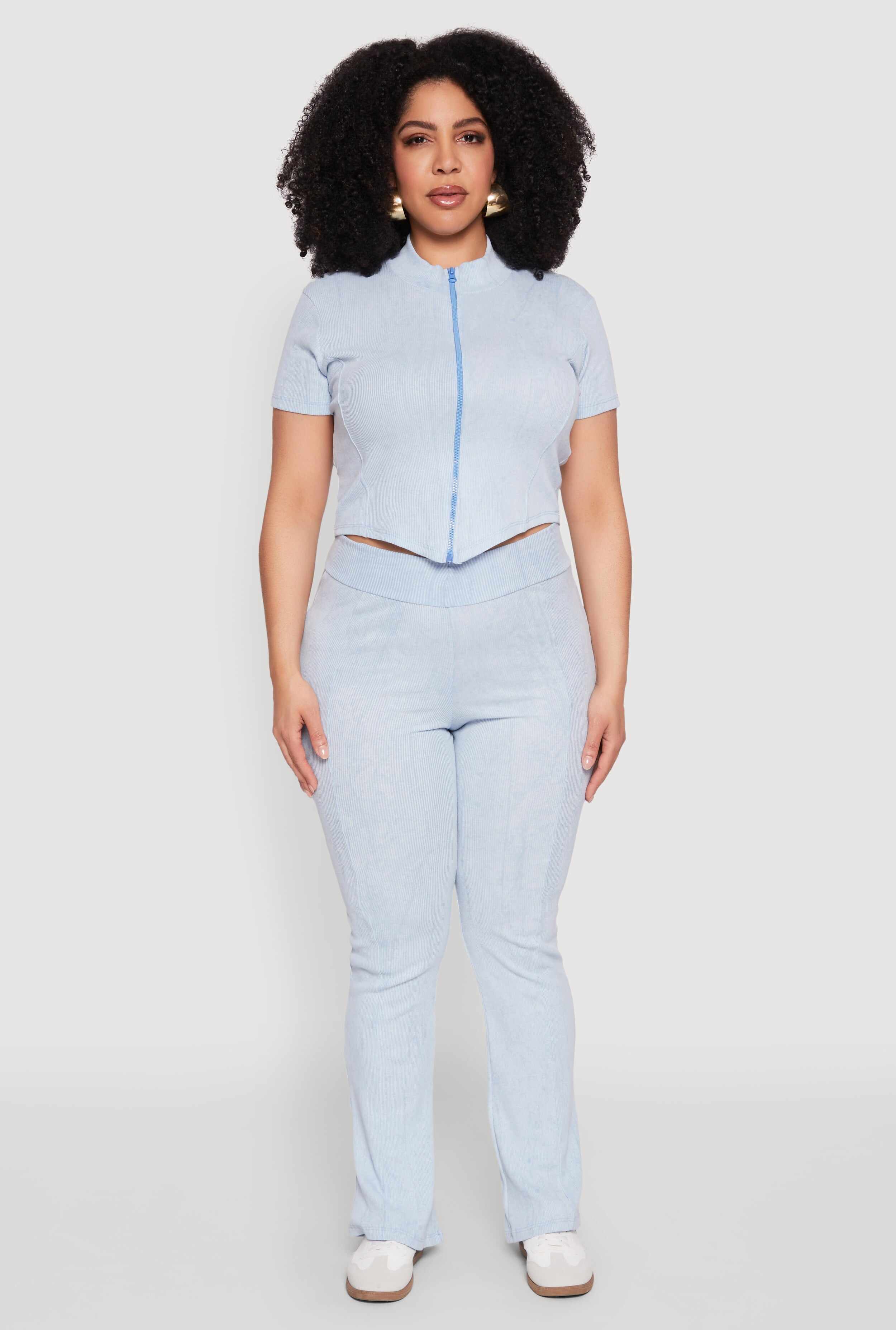 Plus Size Mineral Wash Boot Cut Pants