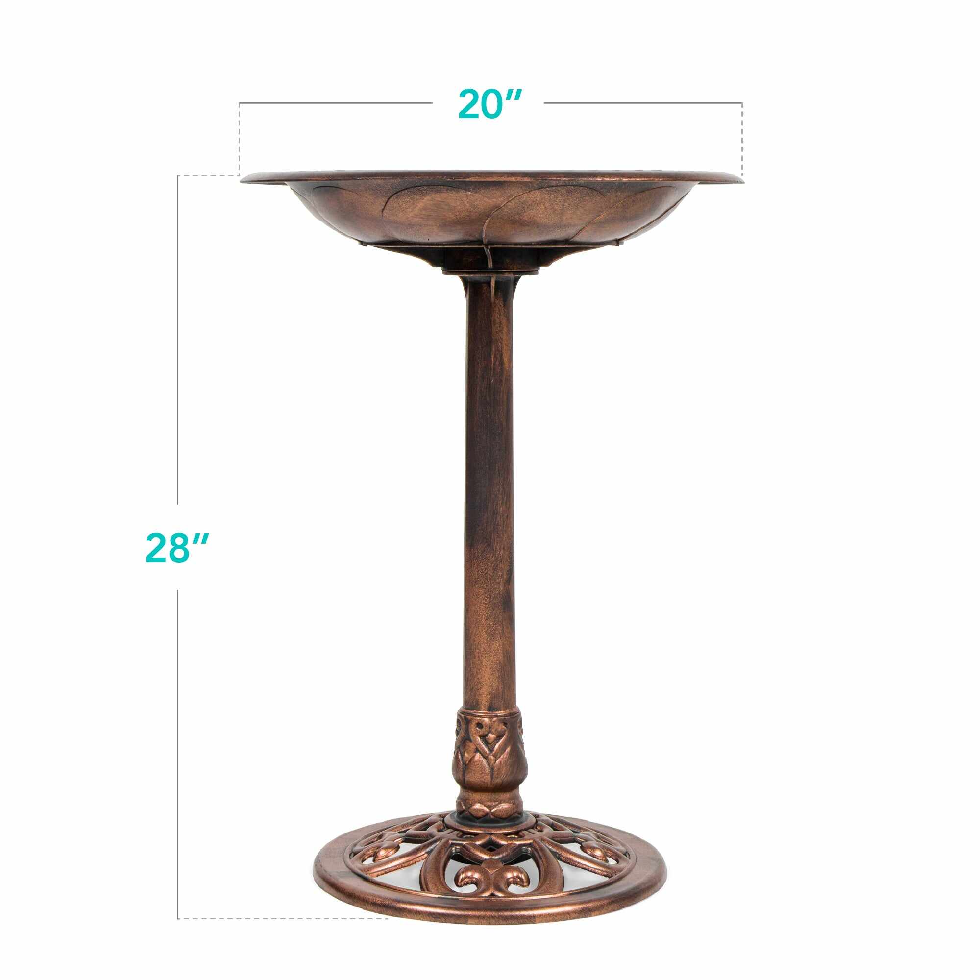 Vintage Outdoor Garden Bird Bath w/ Fleur-de-Lis Accents