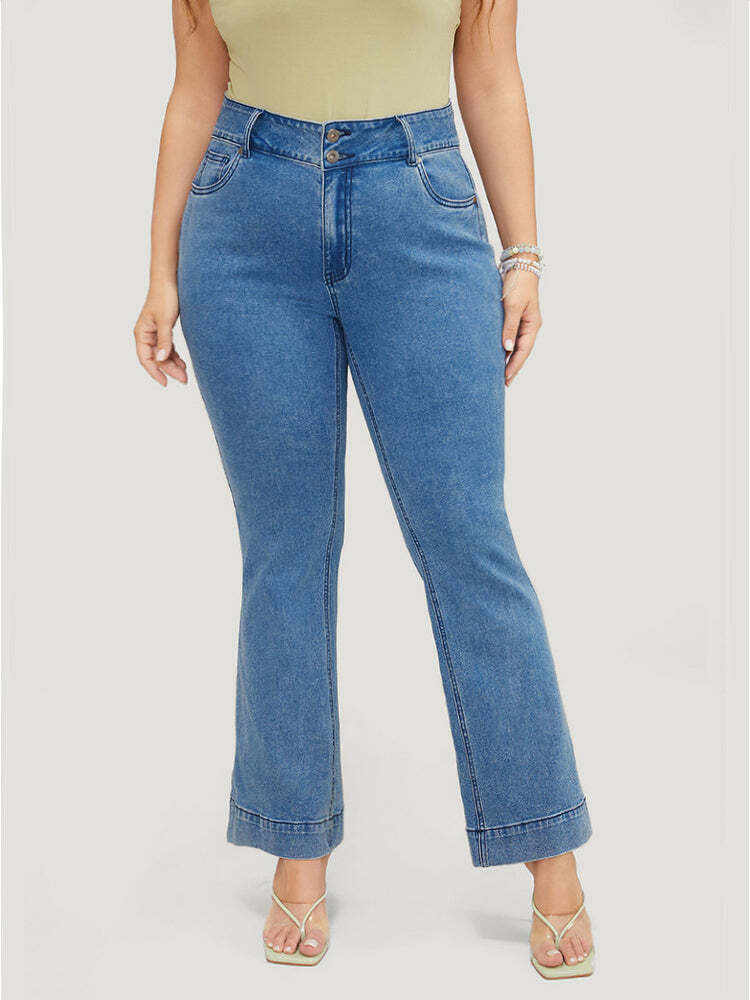 Flare Leg  Very Stretchy High Rise Medium Wash Jeans