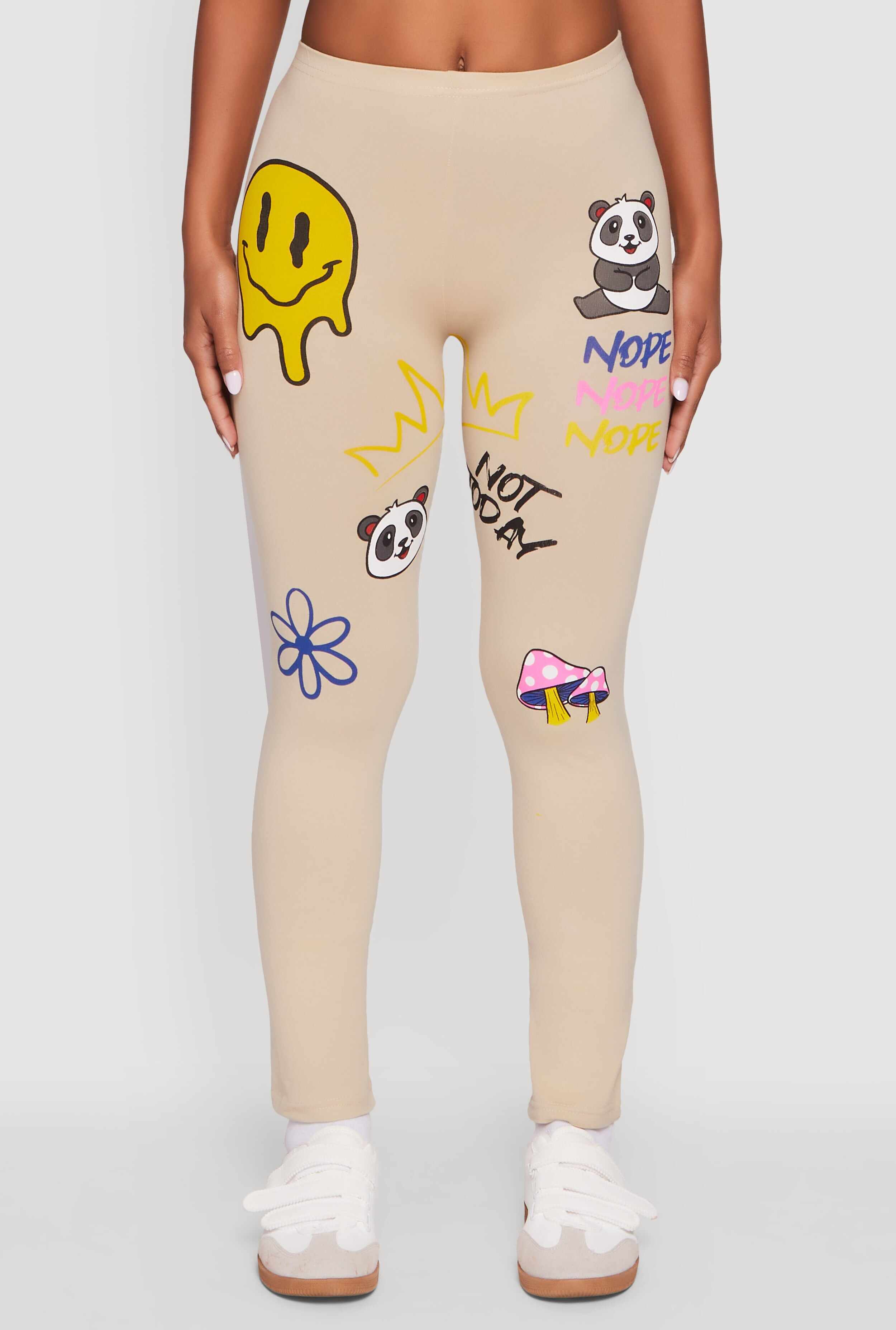Panda Nope Not Today Graphic Leggings