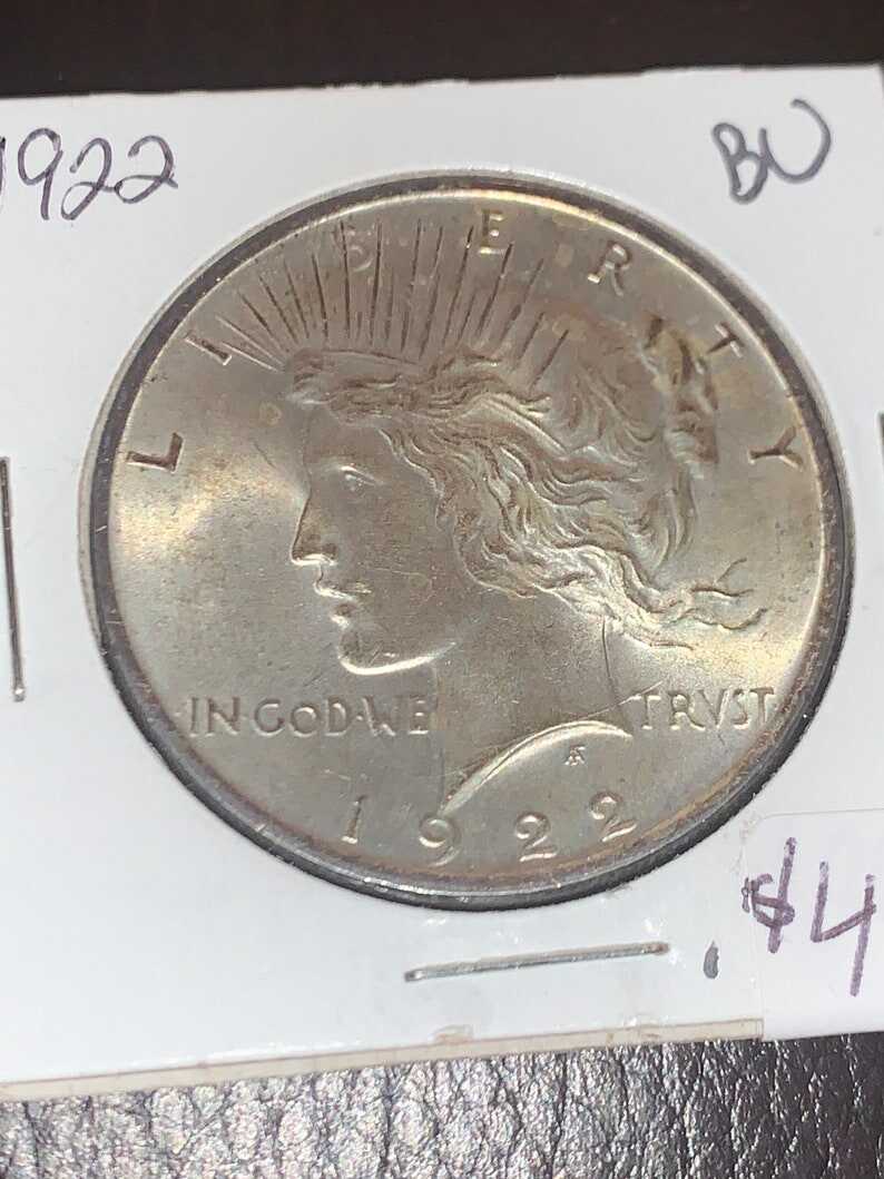 1922 Silver Peace Dollar Coin - BU !  Lot# 1245