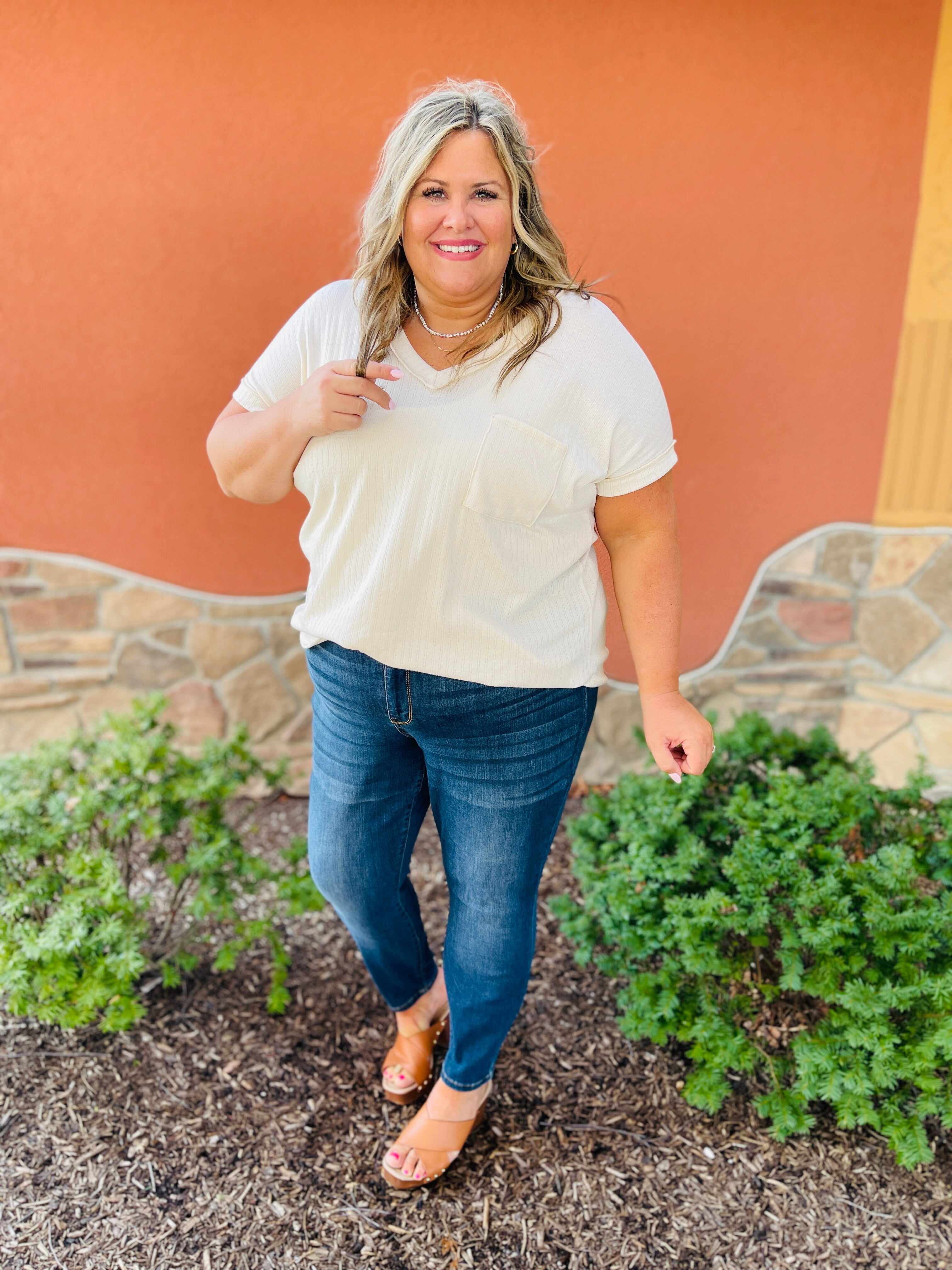 Reg/Curvy Blessed and NonDistressed Relaxed Fit Jeans