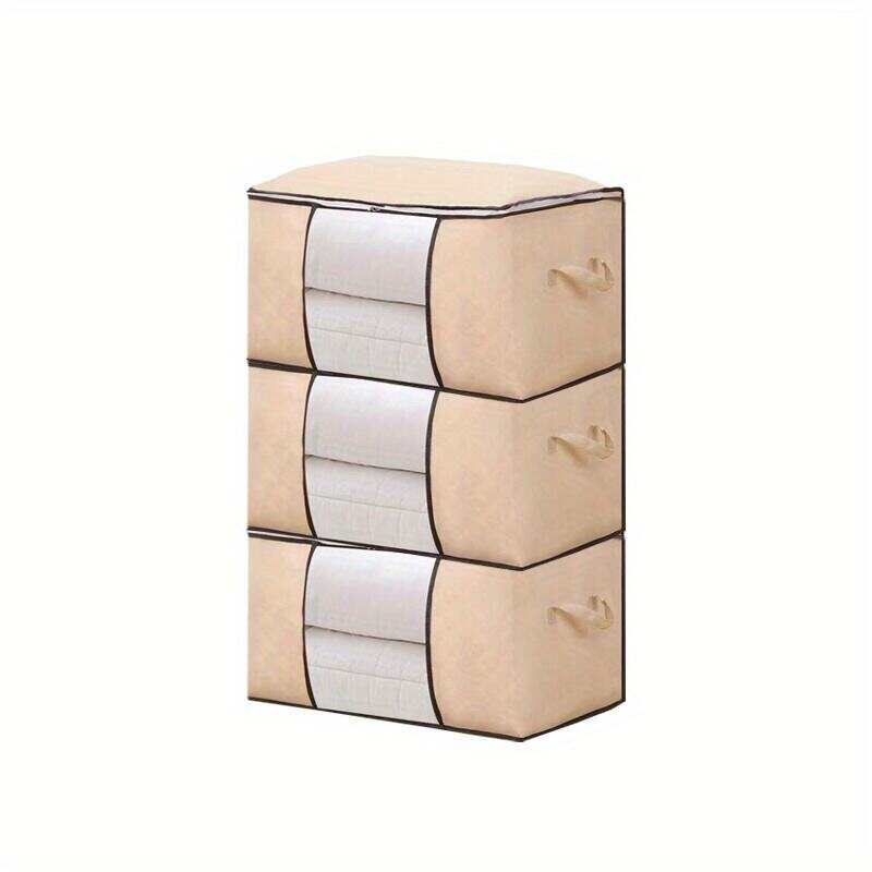 90L Large Storage Bags, 3 Pack Closet Organizers And Storage, Clothes Foldable Storage Bins With Reinforced Handles, Storage Containers For Clothing, Blanket, Comforters, Toys, Bedding, Grey