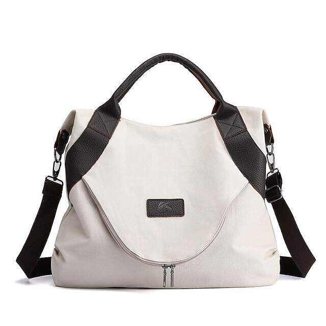 Men's Women's Handbag Shoulder Bag Canvas Tote Bag Canvas Daily Holiday Zipper Adjustable Large Capacity Waterproof Solid Color Black White Yellow