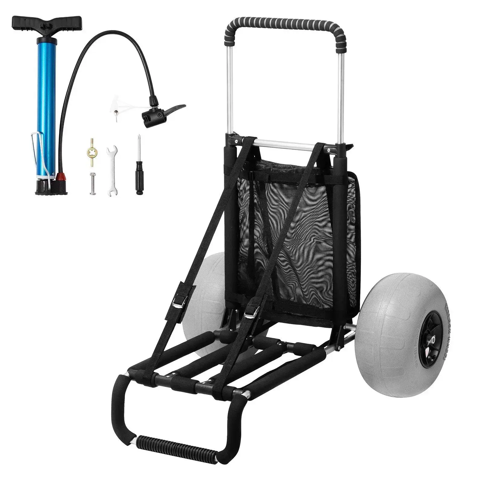 Folding Beach Dolly with 12 Inch Large Sand Wheels, 29.9