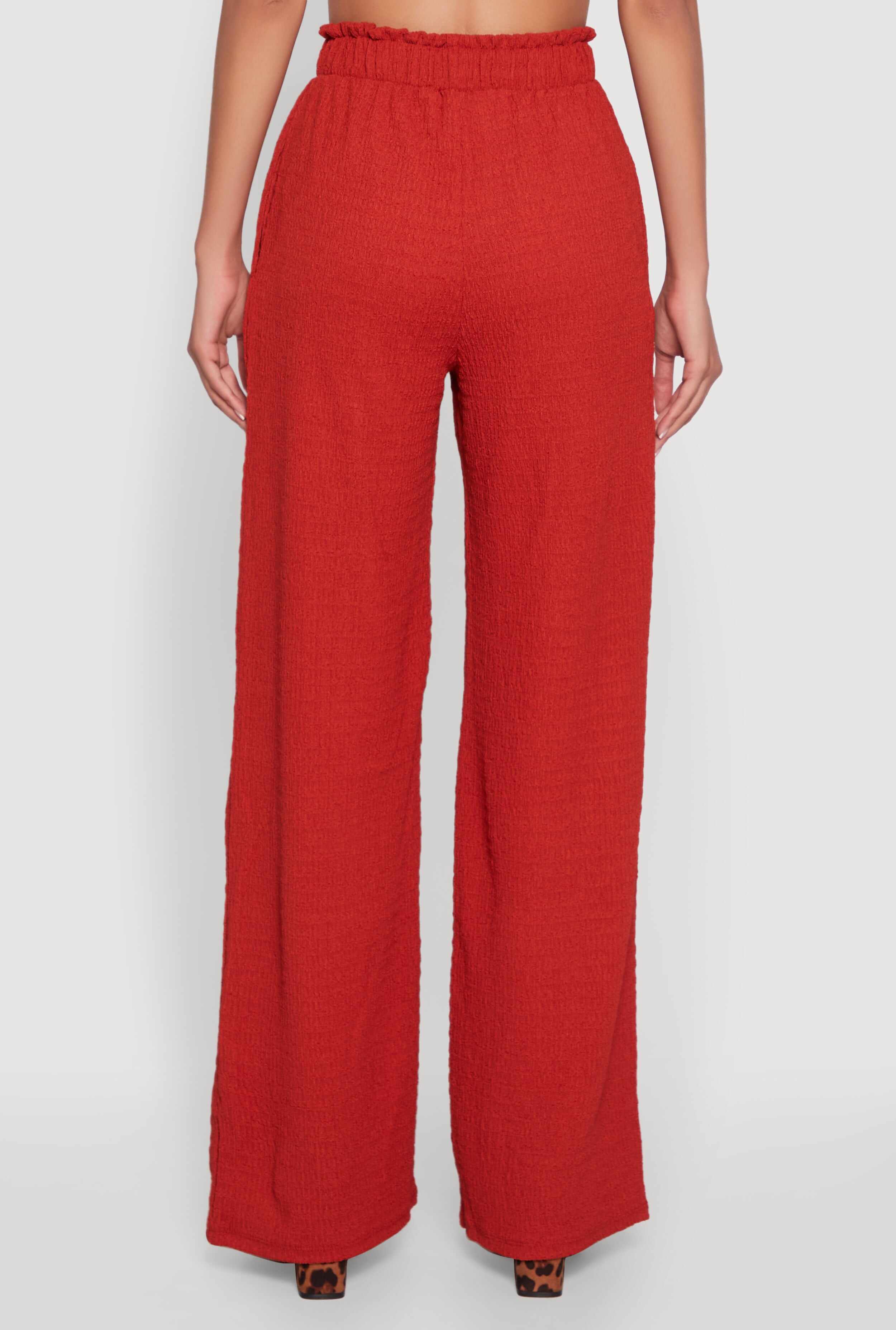 Textured Knit High Waisted Palazzo Pants