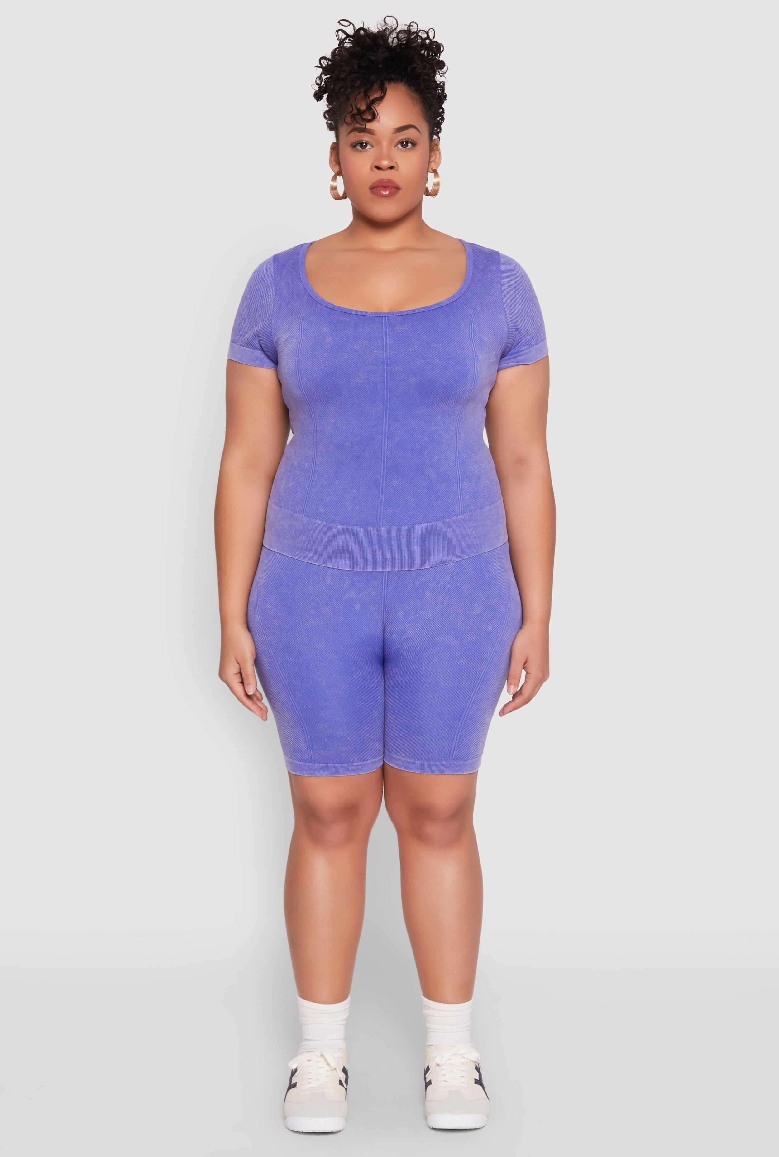 Plus Size Mineral Wash Biker Shorts
