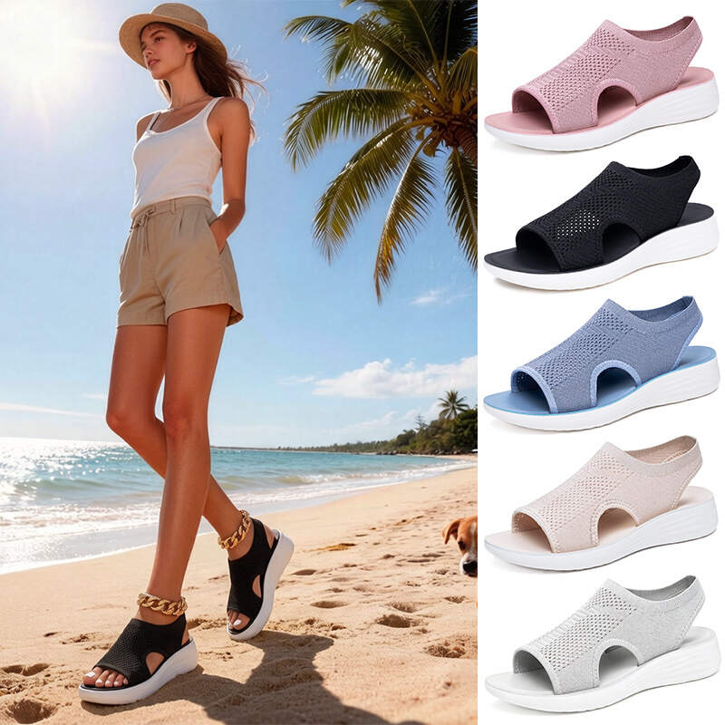 New style women's sandals - trendy 2026 fashion, breathable soft sole, suitable for summer casual wear, women's beach shoes