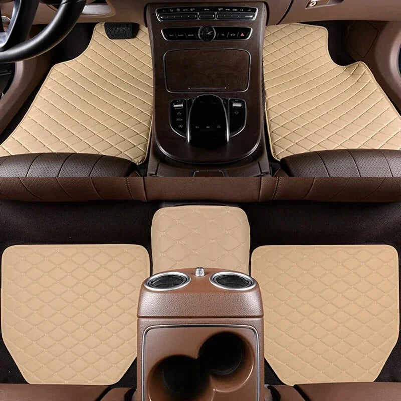 5-Piece Universal PU Leather Car Floor Mats - Waterproof Auto Interior Protection