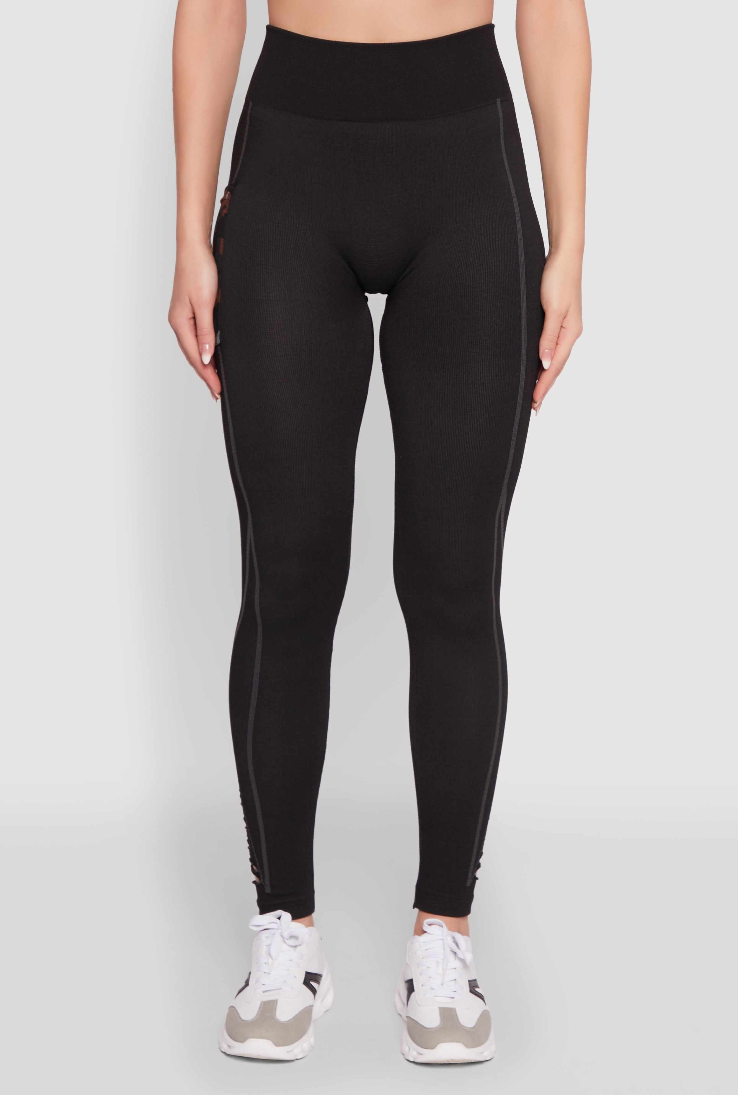 Trendy High Waisted Camo Pocket Laser Cut Leggings
