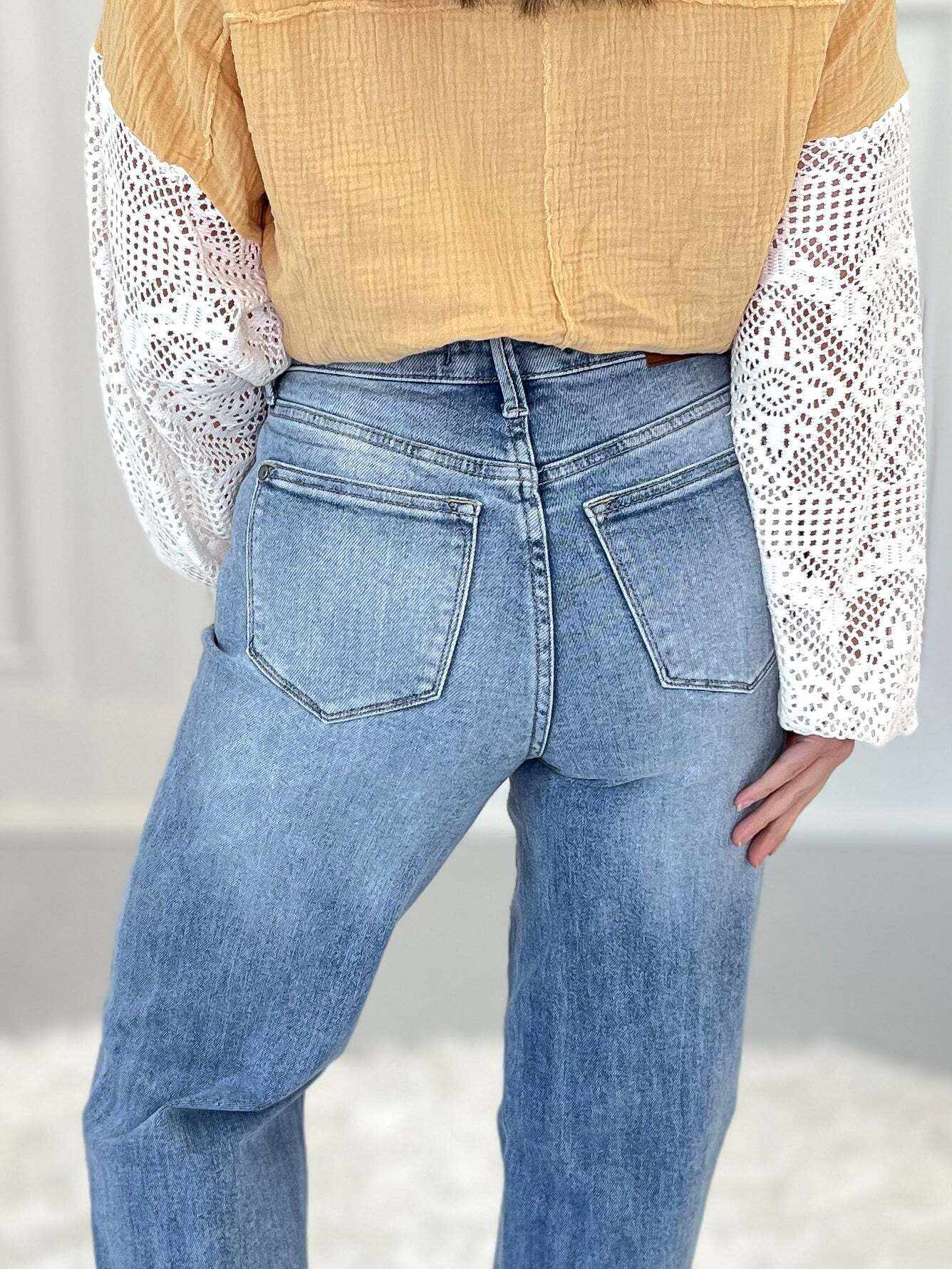 Always On Point - Christmas Front Yoke Retro Wide Leg Jeans - Final Sale