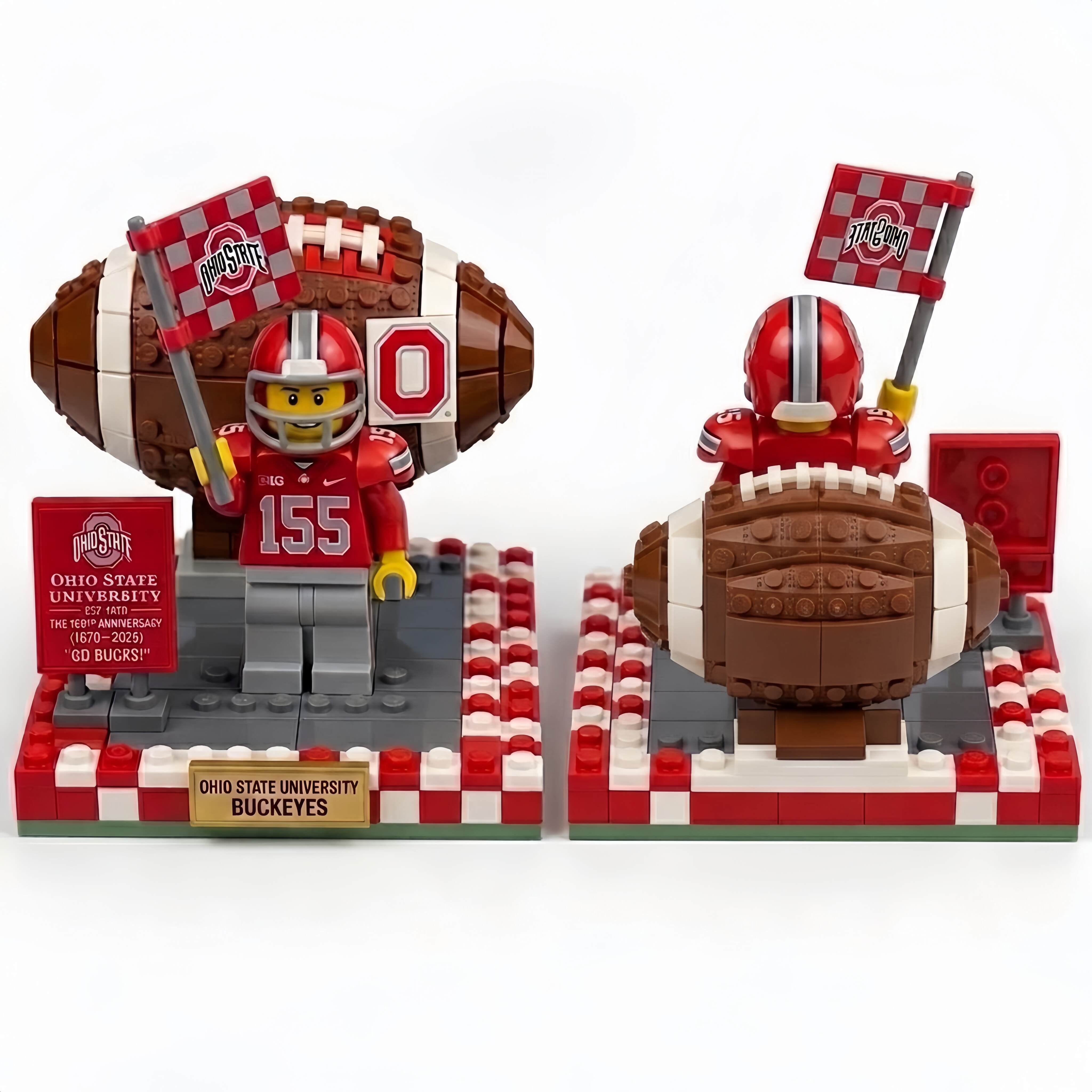 🏈 Ohio State Buckeyes: Gridiron Legacy Brick Build – Go Bucks! 🟥