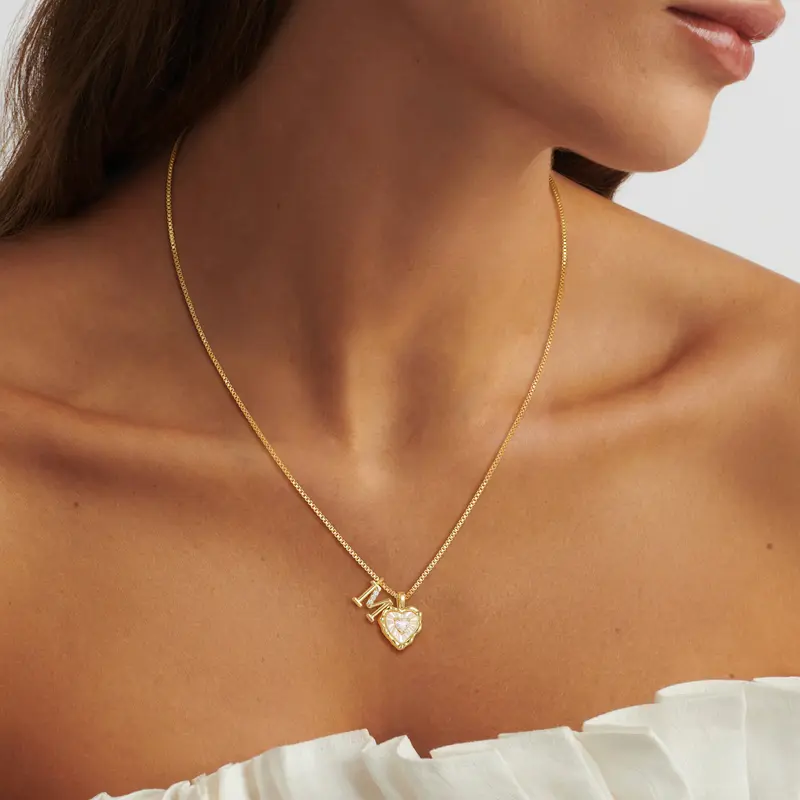 🔥Last Day 69% OFF ✨Gold Shell Heart CZ A-Z Initial Necklace, Valentine's Day Jewelry Gift