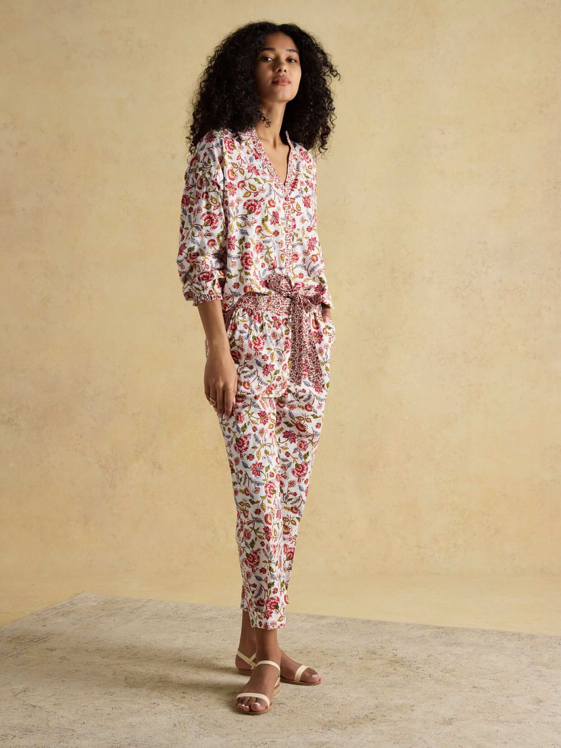 Eloise Provence Floral Button Down Cotton Blouse