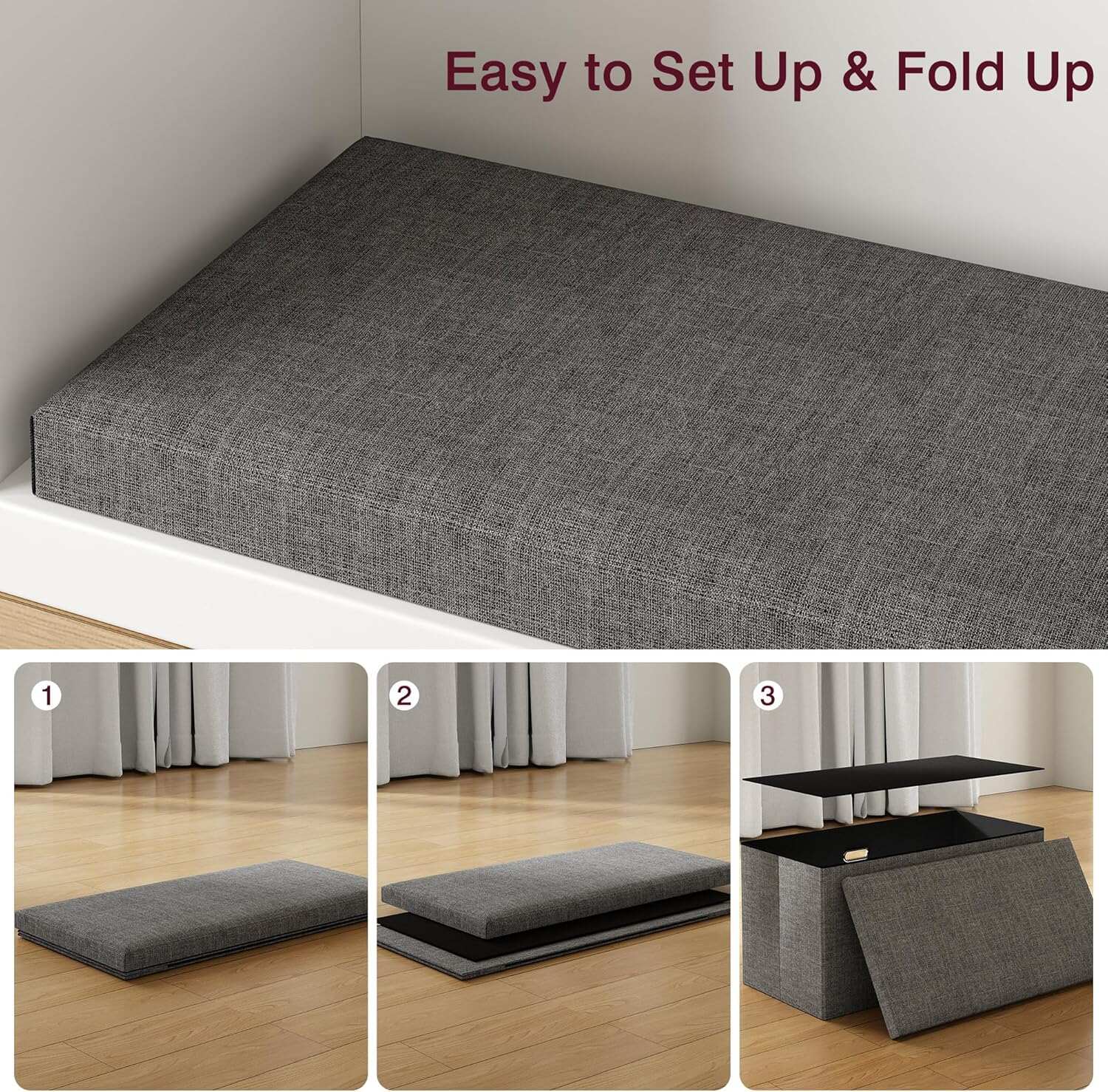 VECELO 43'' Folding Storage Ottoman Bench