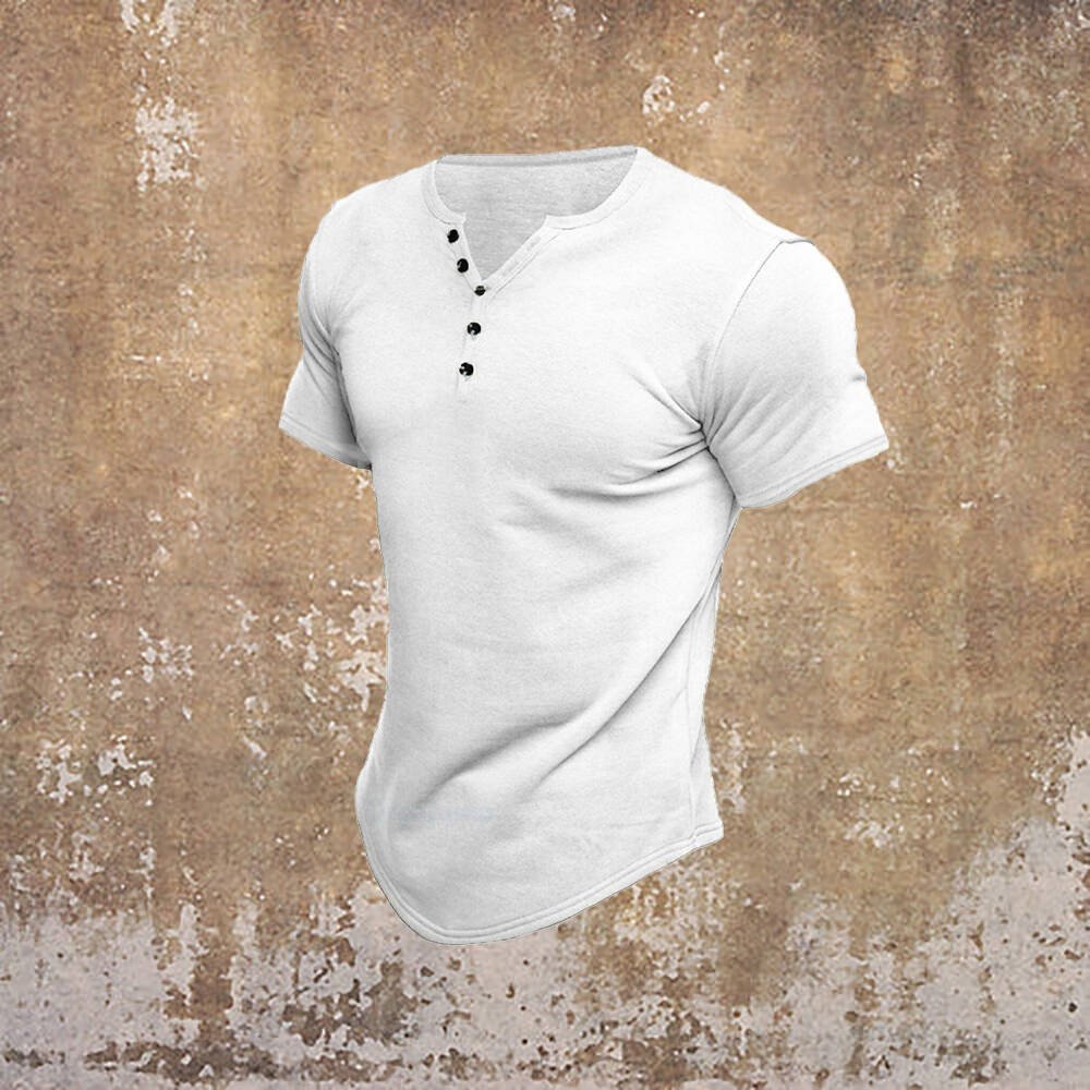 Casual Solid Color Basic Henley Collar T-Shirt