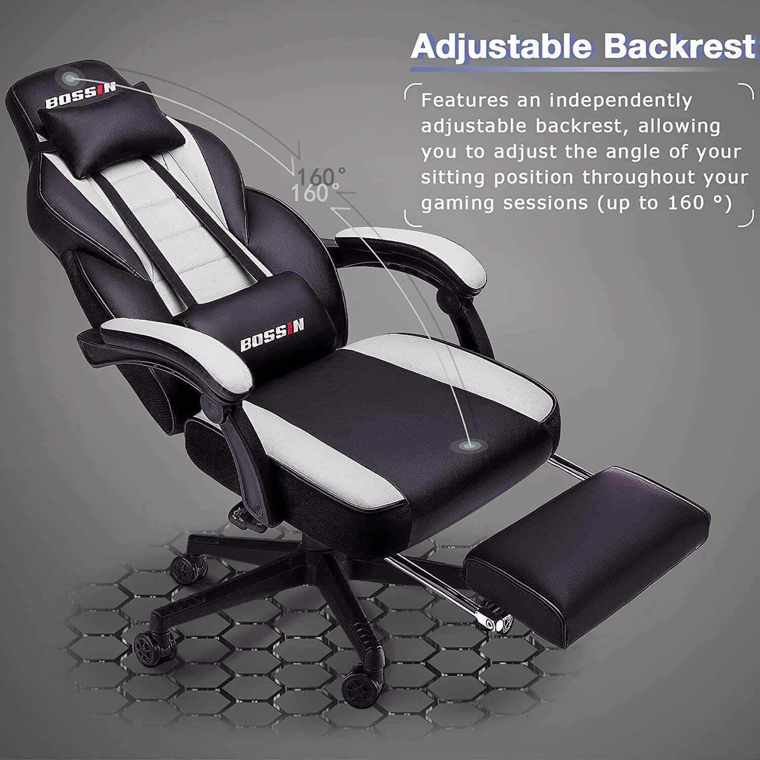LEMBERI Video Game Chairs with footrest,Gamer Chair for Adults,Big and Tall Gaming Chair 400lb Capacity,Gaming Chairs for Teens,Racing Style Gaming Computer Chair with Headrest and Lumbar Support
