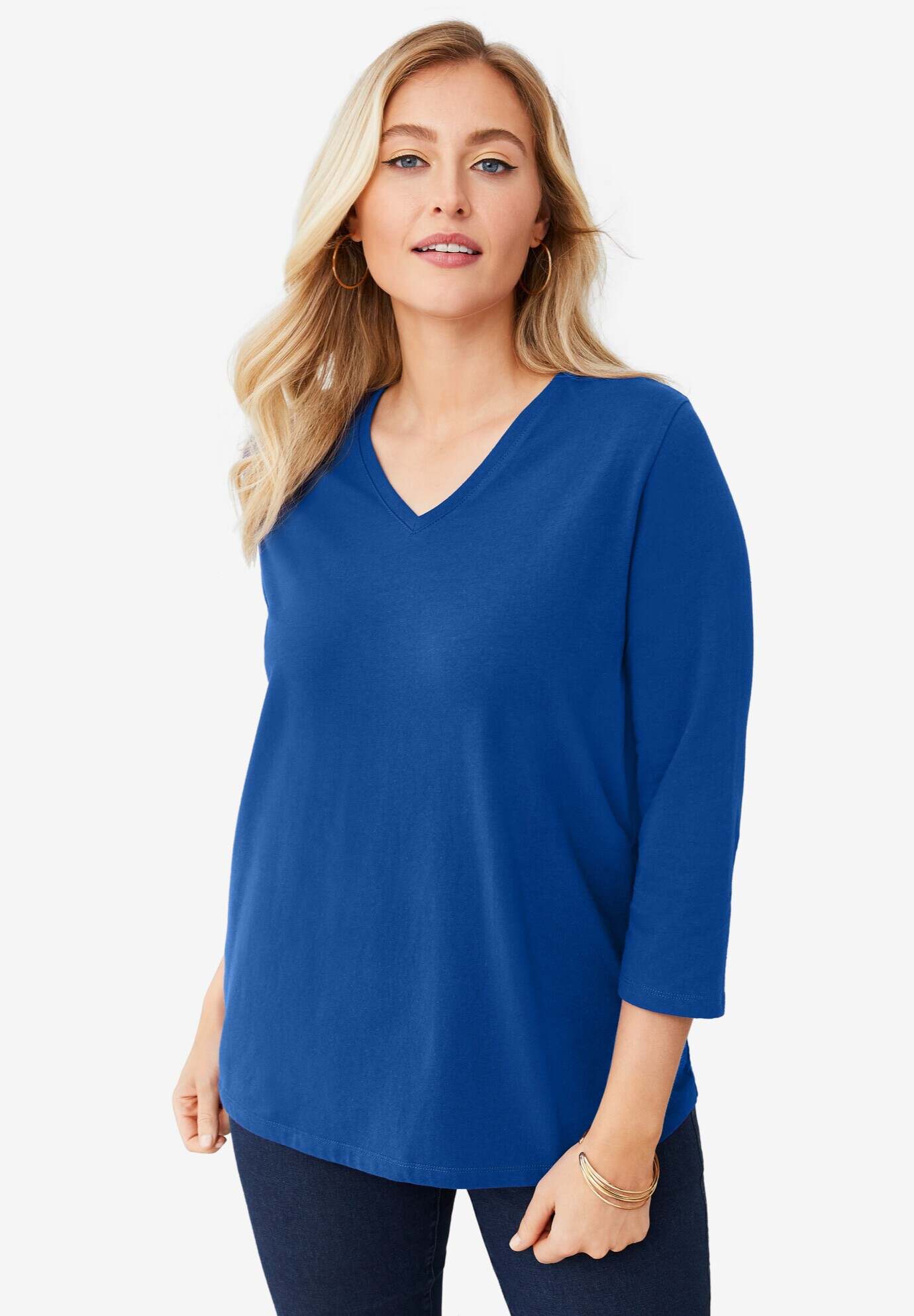 Stretch Cotton V-Neck Tee