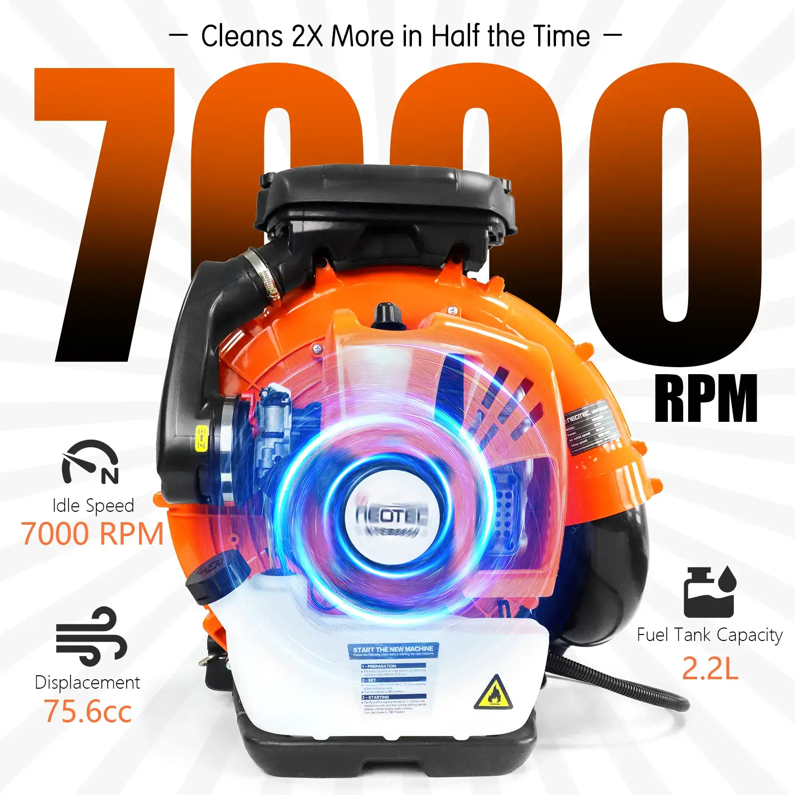 75.6cc Gas Leaf Blower Backpack 847 CFM 236 MPH 2-Cycle Ergonomic & 52cc Gas Backpack Leaf Blower 2-Stroke Engine 768 CFM 216 MPH & 25.4CC Gas Leaf Blower Handheld 432CFM 180MPH Harness System Low Vibration Powerful Lawn Yard Care Blower