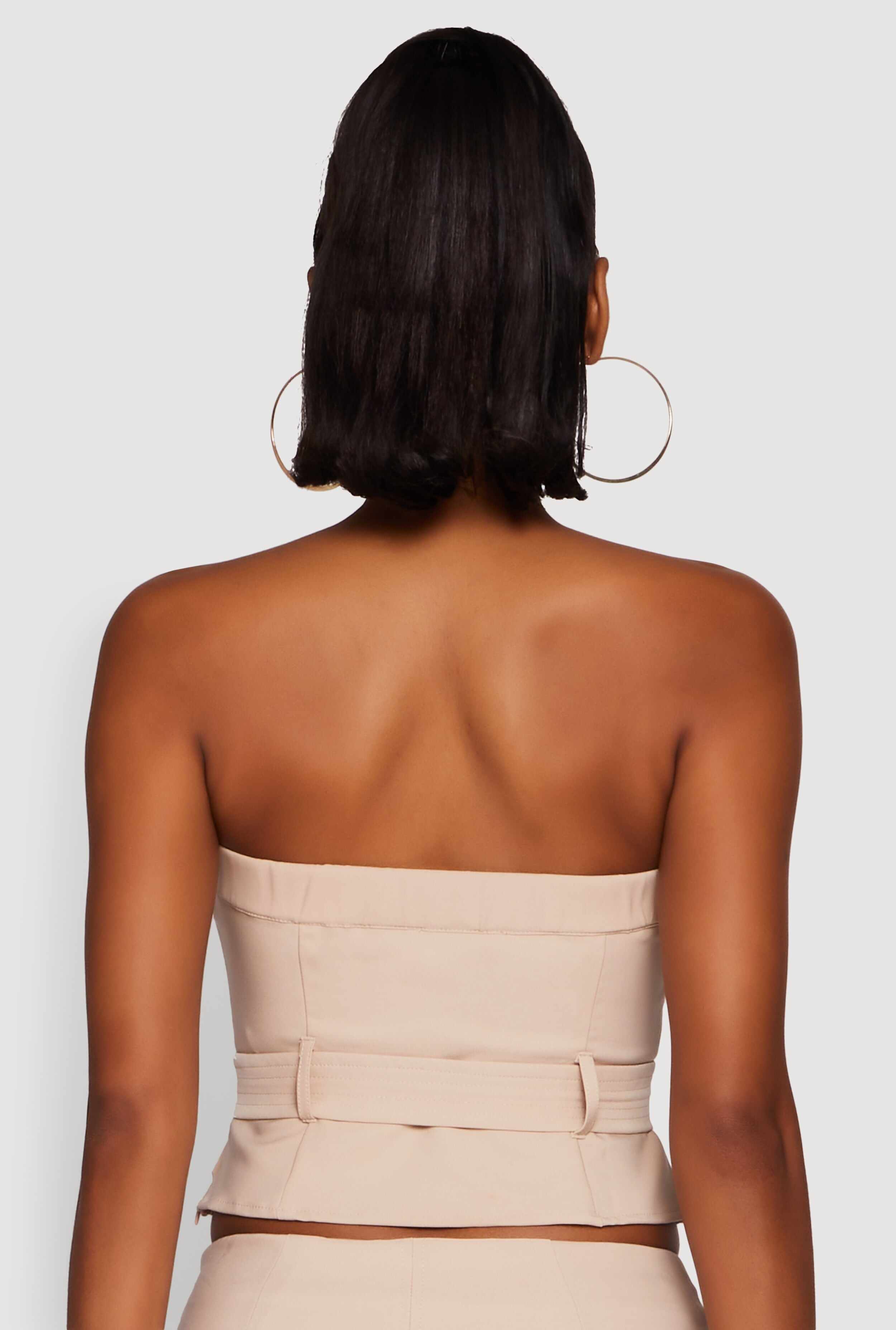 Haute Monde Flap Detail Belted Cropped Tube Top