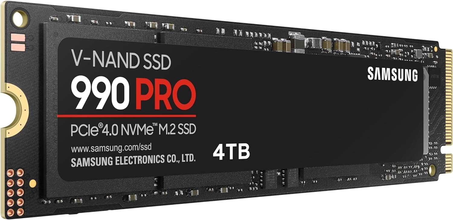SAMSUNG 990 PRO SSD 2TB PCIe 4.0 M.2 2280 Internal Solid State Hard Drive, Seq. Read Speeds Up to 7,450 MB/s for High End Computing, Gaming, and Heavy Duty Workstations, MZ-V9P2T0B/AM