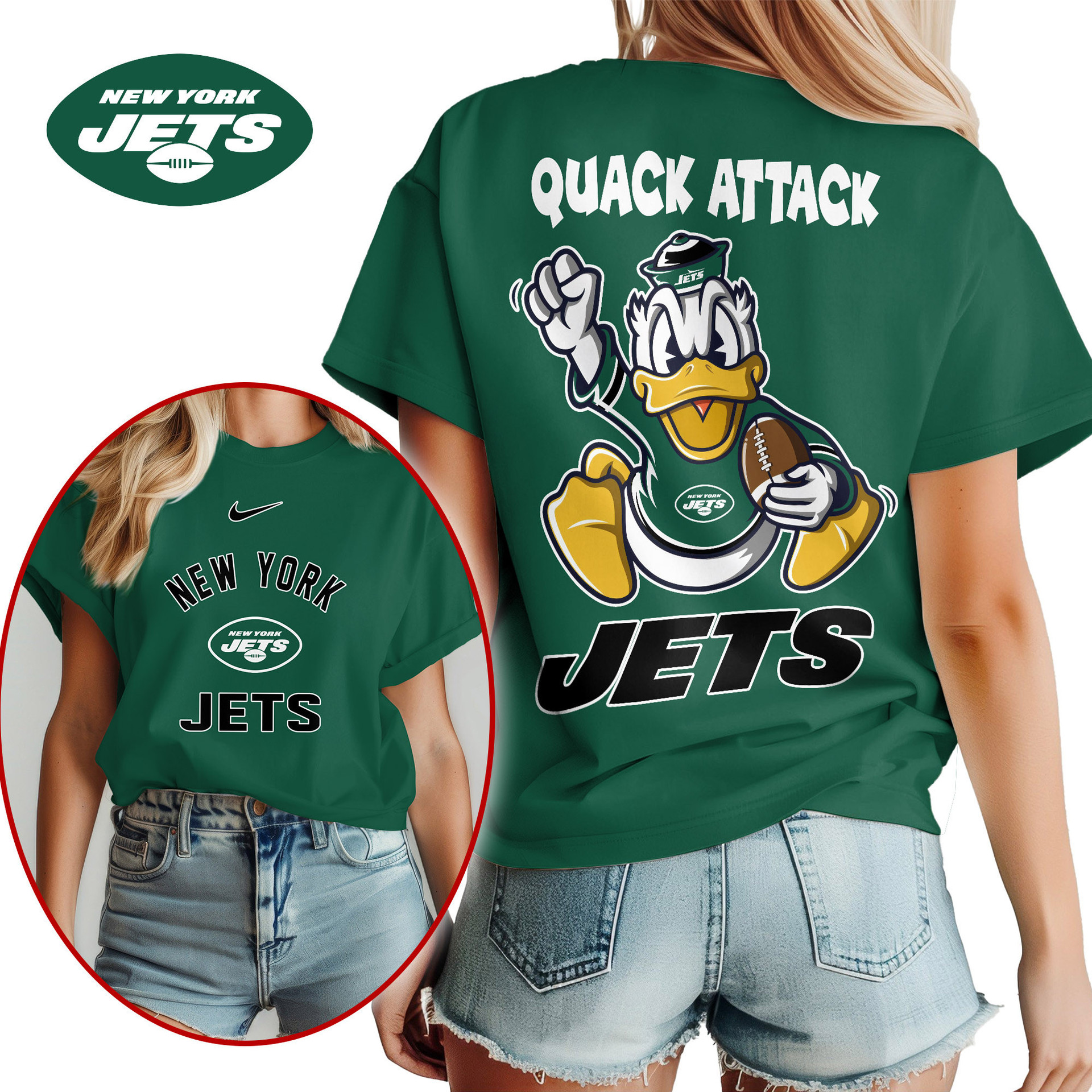 New York Jets | Premium NFL Donald Duck Fan Women's Shirt NY